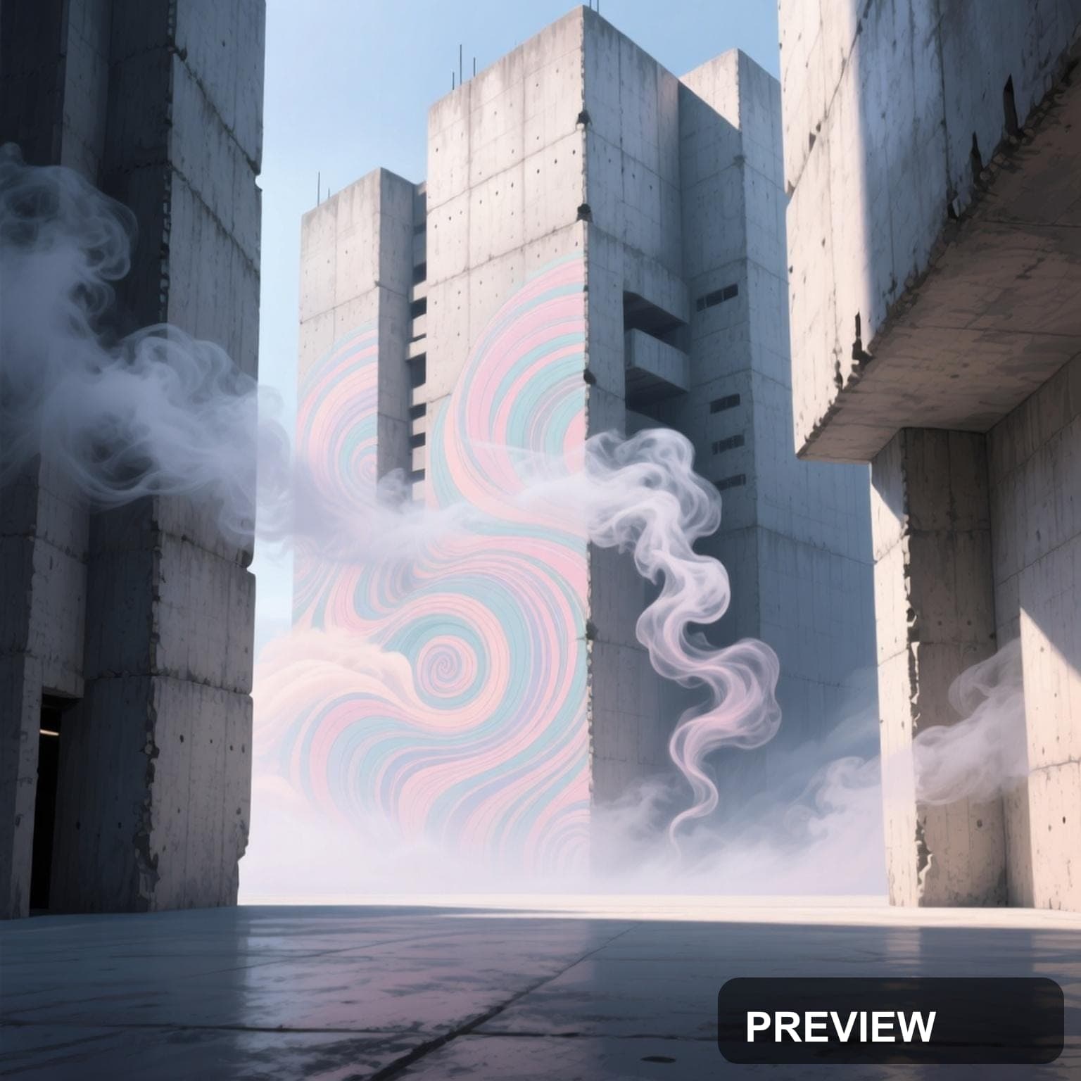 Concrete Brutalism, Fantasy aesthetic, Technical Illustration, Minimal mood, ... — wallpaper — 1536×1536, Space, Cinematic, Minimal