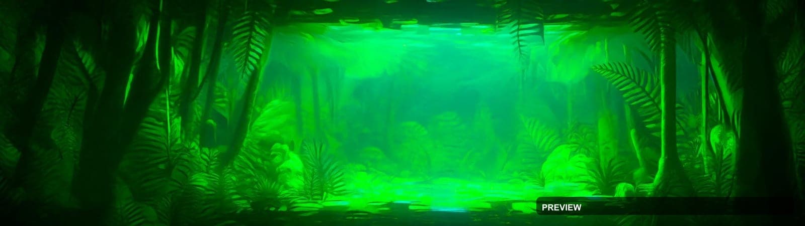 Rainforest, Retro Arcade aesthetic, Abstract, Playful mood, Neon Lime accents... — wallpaper — 1920×540, Neon, Cinematic, Soft