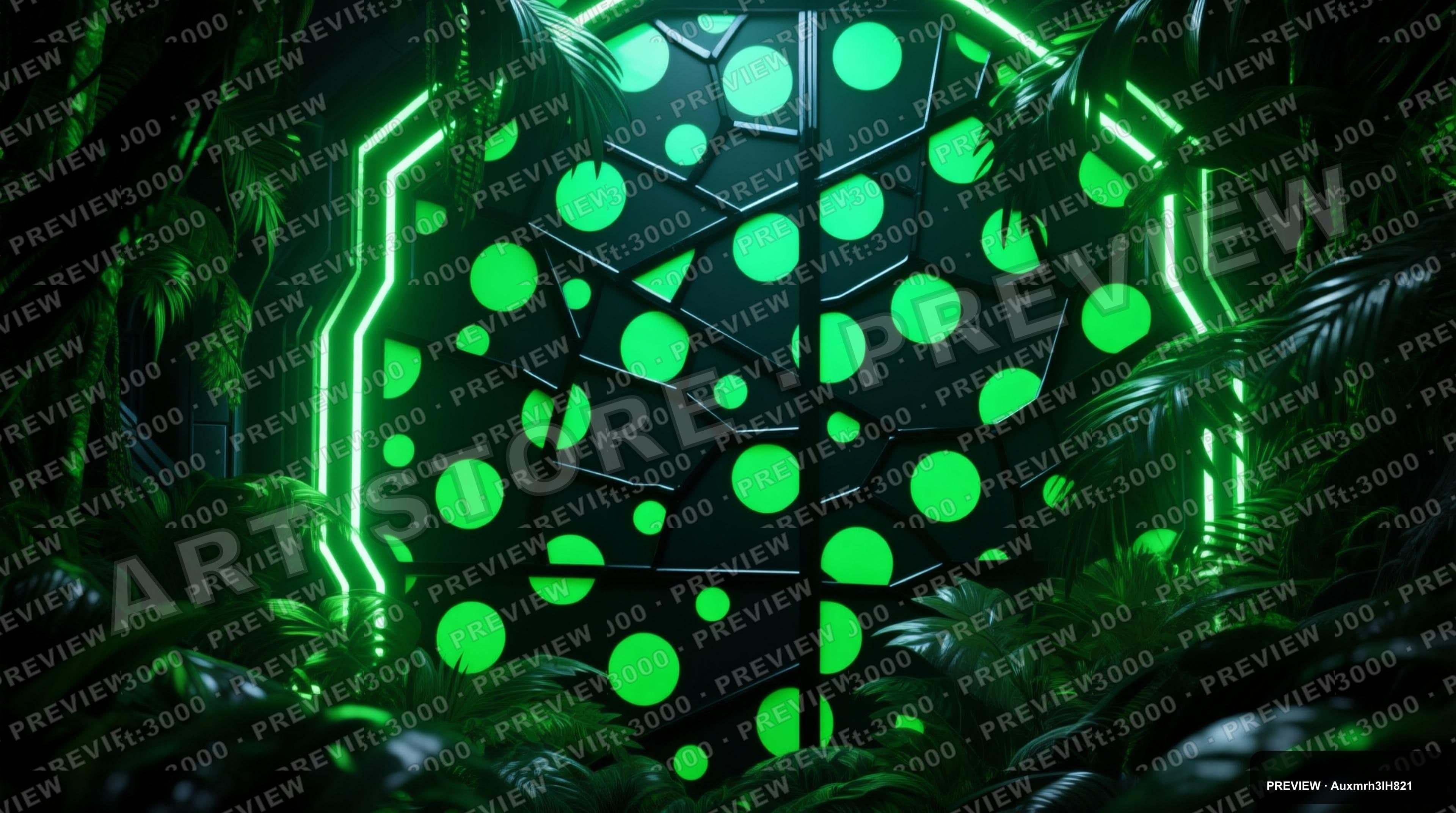 Jungle, Futuristic aesthetic, Stained Glass, Noir mood, Neon Green accents, P... — wallpaper — 3840×2144, Neon, Cinematic, Noir