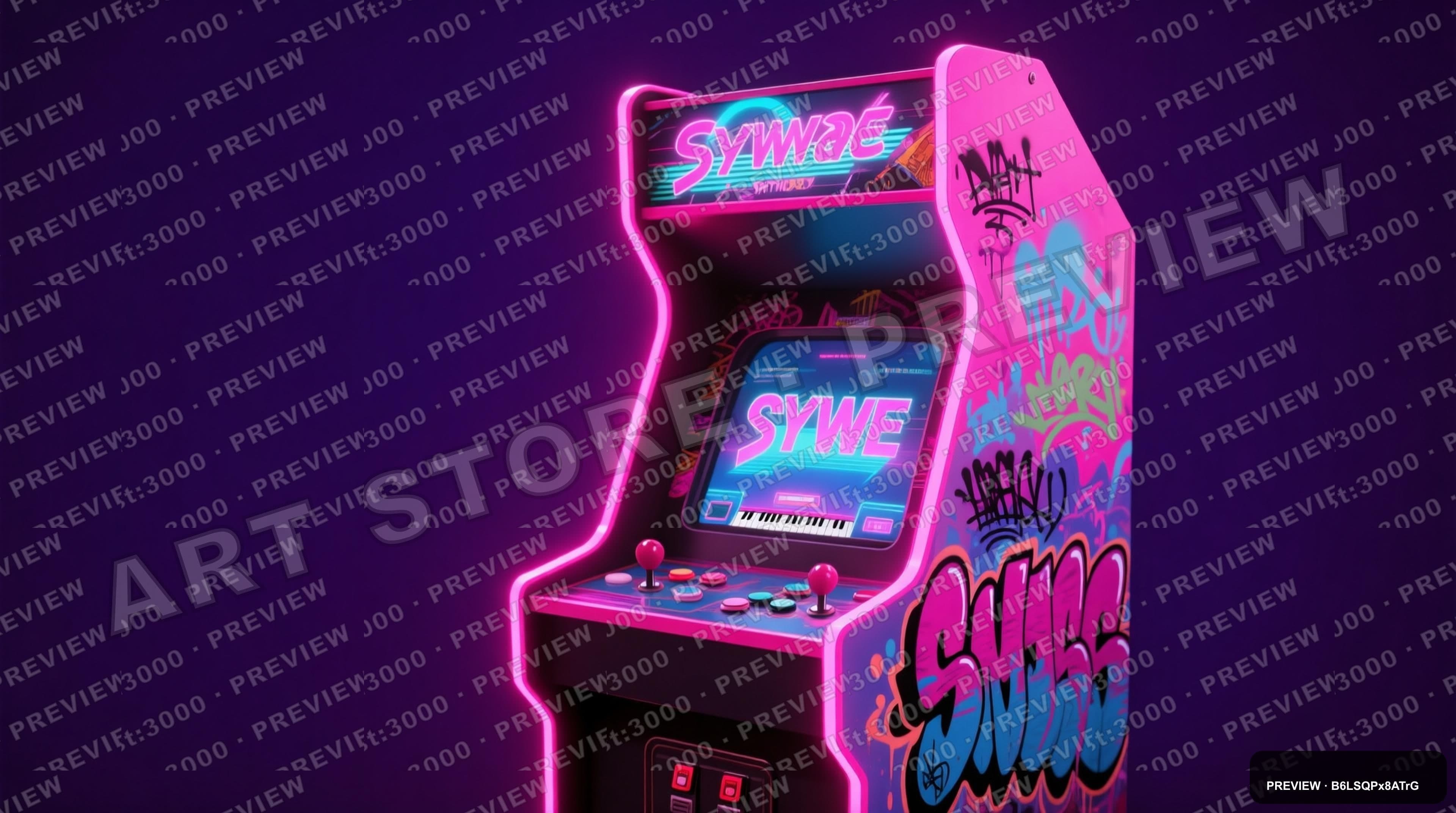 Arcade Cabinet, Synthwave aesthetic, Street Art, Cozy mood, Fuchsia accents, ... — wallpaper — 3840×2144, Neon, Cinematic, Cozy