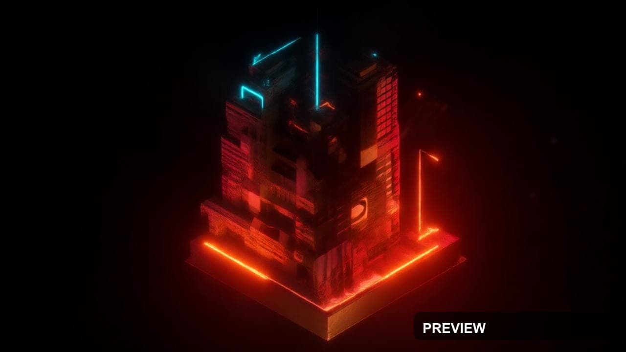Concrete Brutalism, Neon Noir aesthetic, Isometric, Luxurious mood, Warm Pale... — wallpaper — 1280×720, Neon, Cinematic, Soft