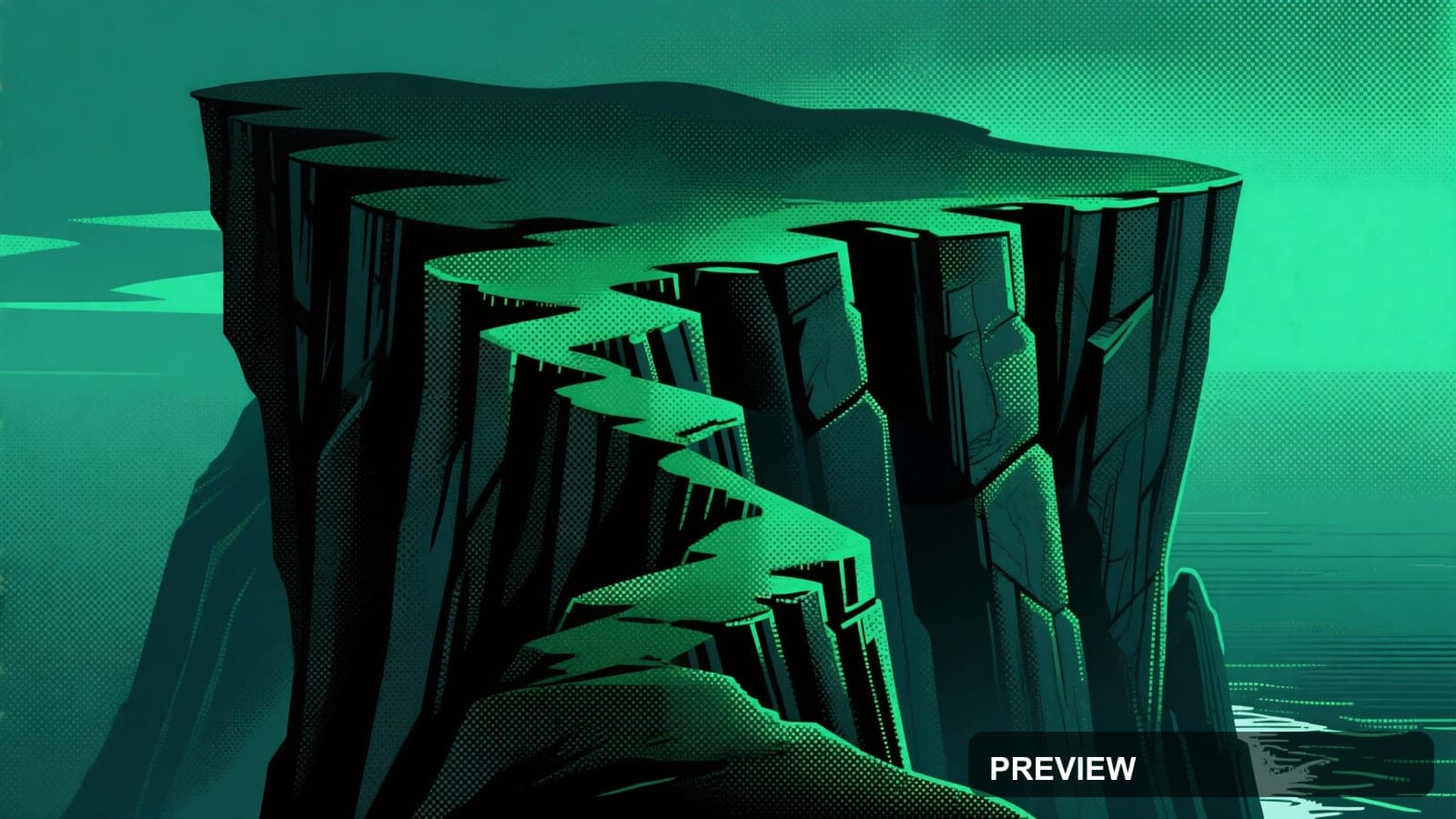 Cliffside, Mythic aesthetic, Sticker Art, Mysterious mood, Emerald accents, H... — wallpaper — 3840×2160, Space, Cinematic, Mysterious
