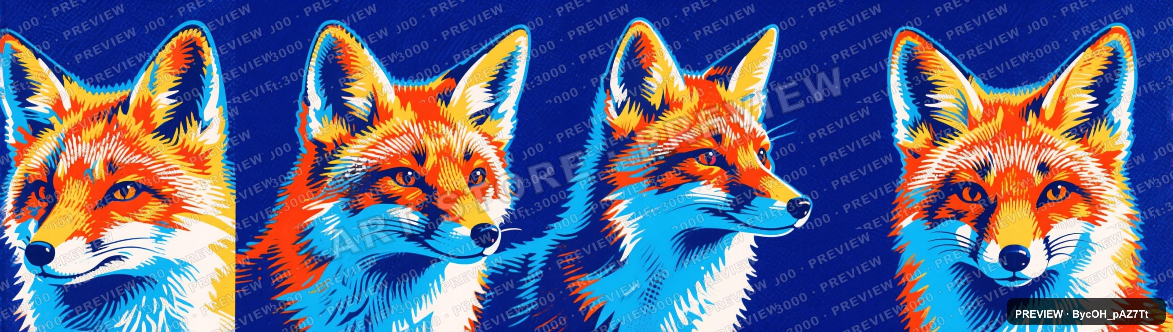 Foxes, Retro Futurism aesthetic, Risograph, Playful mood, Neon Blue accents, ... — wallpaper — 3840×1088, Neon, Cinematic, Soft