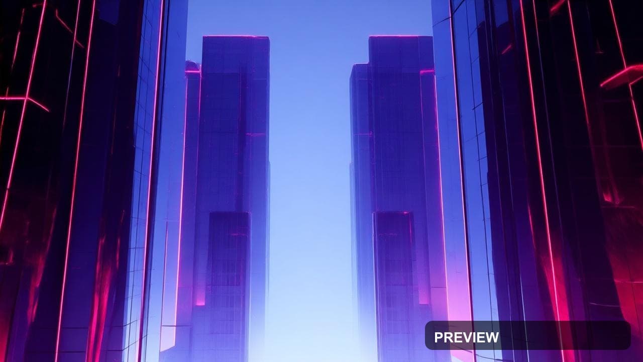 Glass Towers, Vaporwave aesthetic, Minimalist, Epic mood, Neon Red accents, h... — wallpaper — 1280×720, Neon, Cinematic, Soft