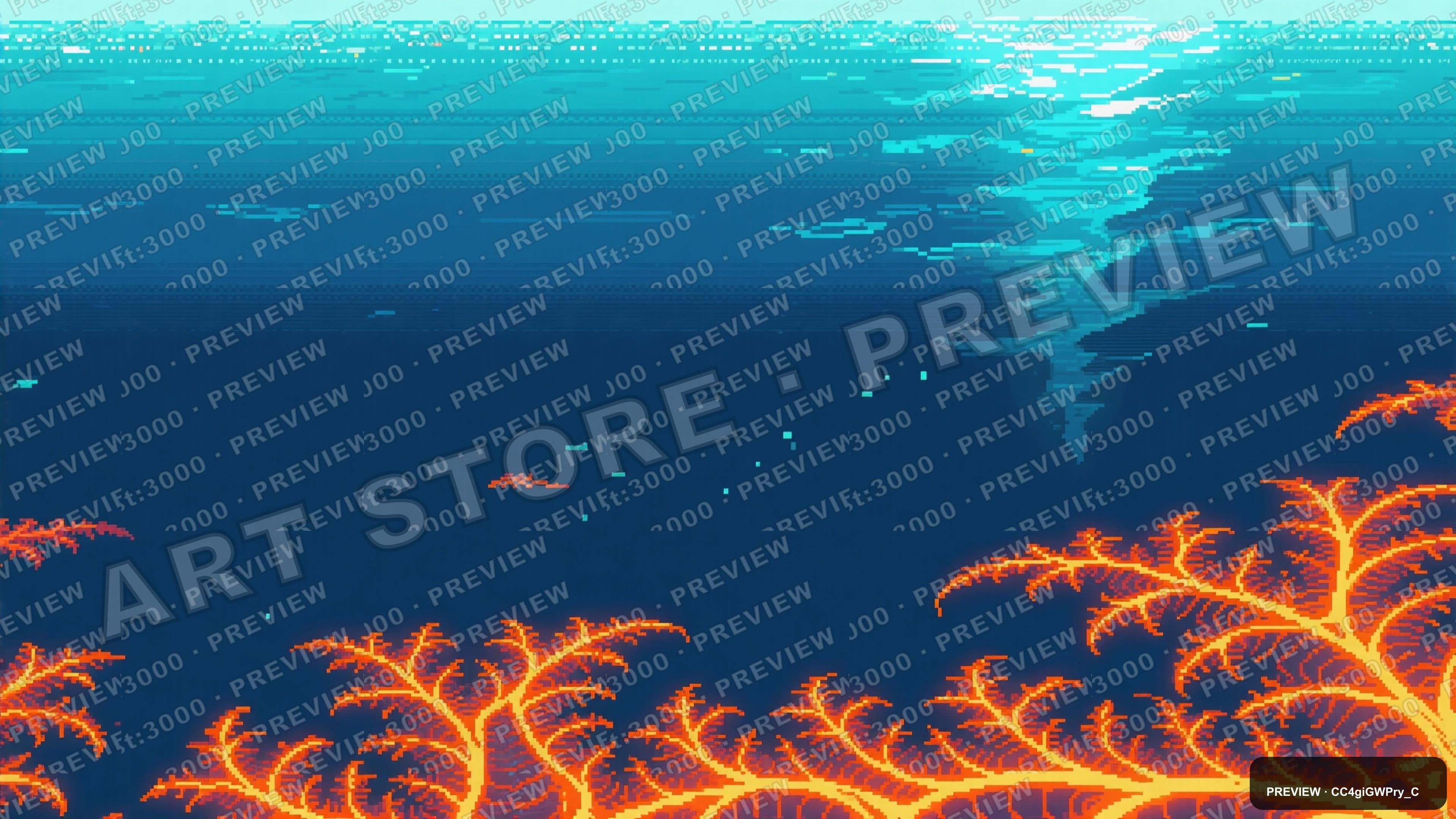 Ocean, Mystic aesthetic, Pixel Art, Bright mood, Neon Orange accents, Fractal... — wallpaper — 3840×2160, Neon, Cinematic, Bright