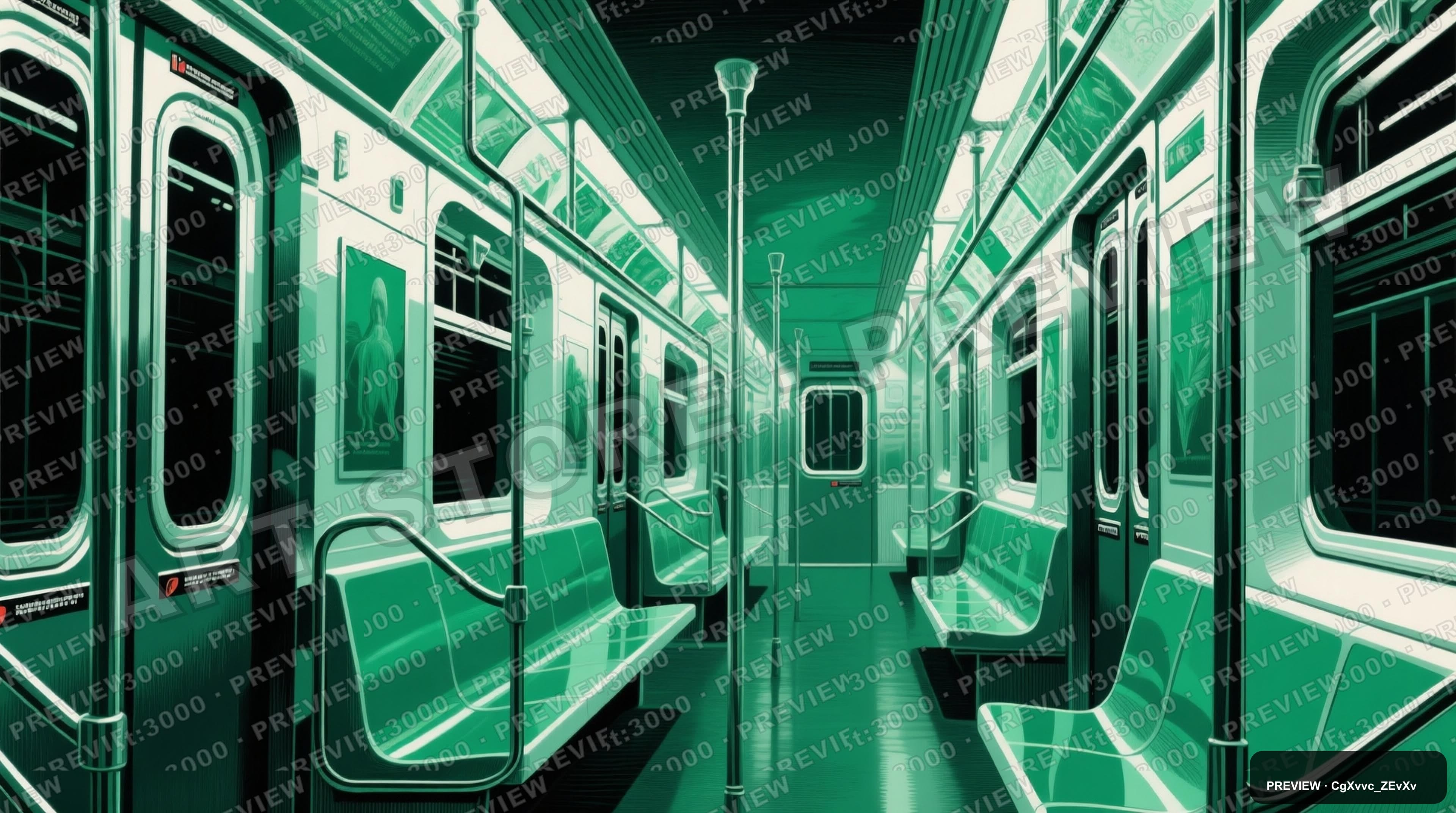 Subway, Surreal aesthetic, Lithograph, Serene mood, Emerald accents, Modern v... — wallpaper — 3840×2144, Space, Cinematic, Serene