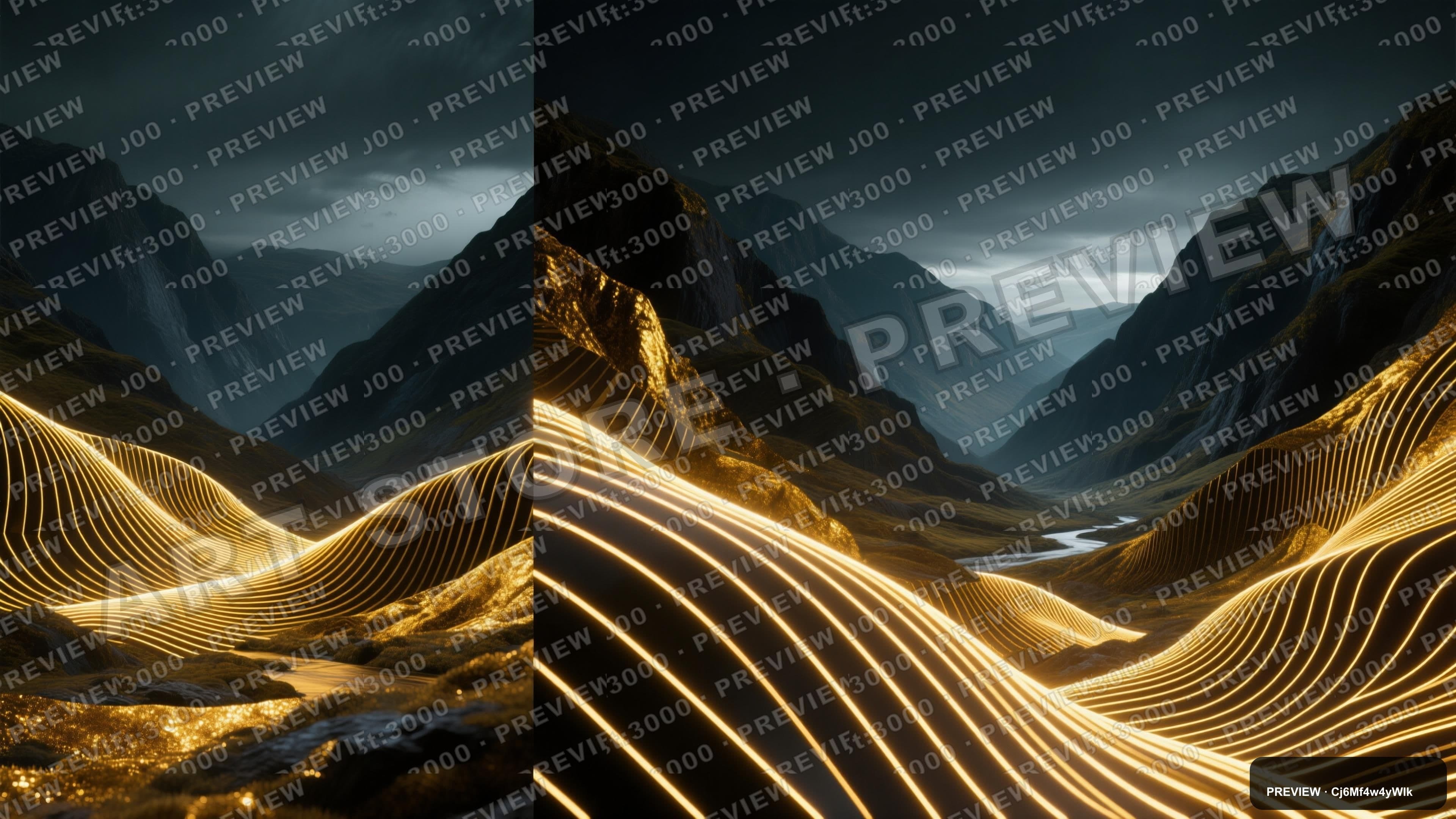 Valley, Neon aesthetic, Collage, Moody mood, Gold accents, Stripes pattern, u... — wallpaper — 3840×2160, Neon, Cinematic, Moody