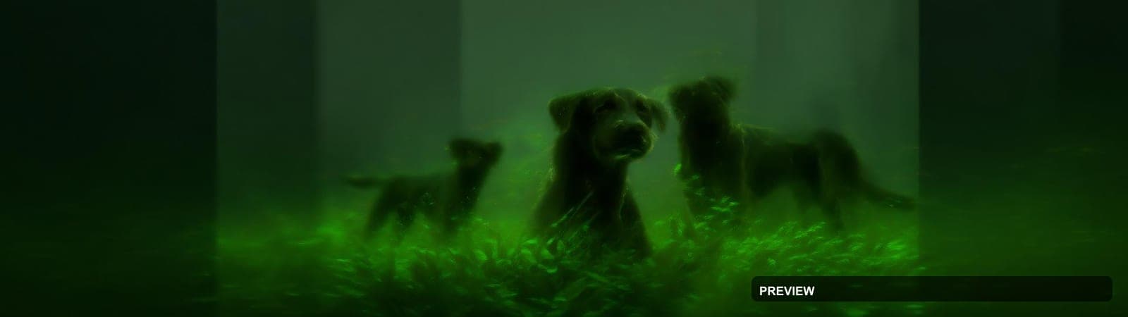 Dogs, Naturecore aesthetic, Minimalist, Moody mood, Lime accents, Scanlines p... — wallpaper — 1920×540, Space, Cinematic, Moody