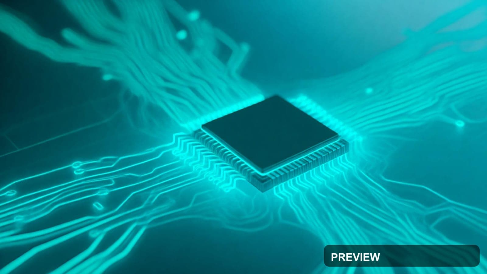 Microchip, Minimal aesthetic, Graphic Design, Minimal mood, Turquoise accents... — wallpaper — 1920×1080, Neon, Cinematic, Minimal