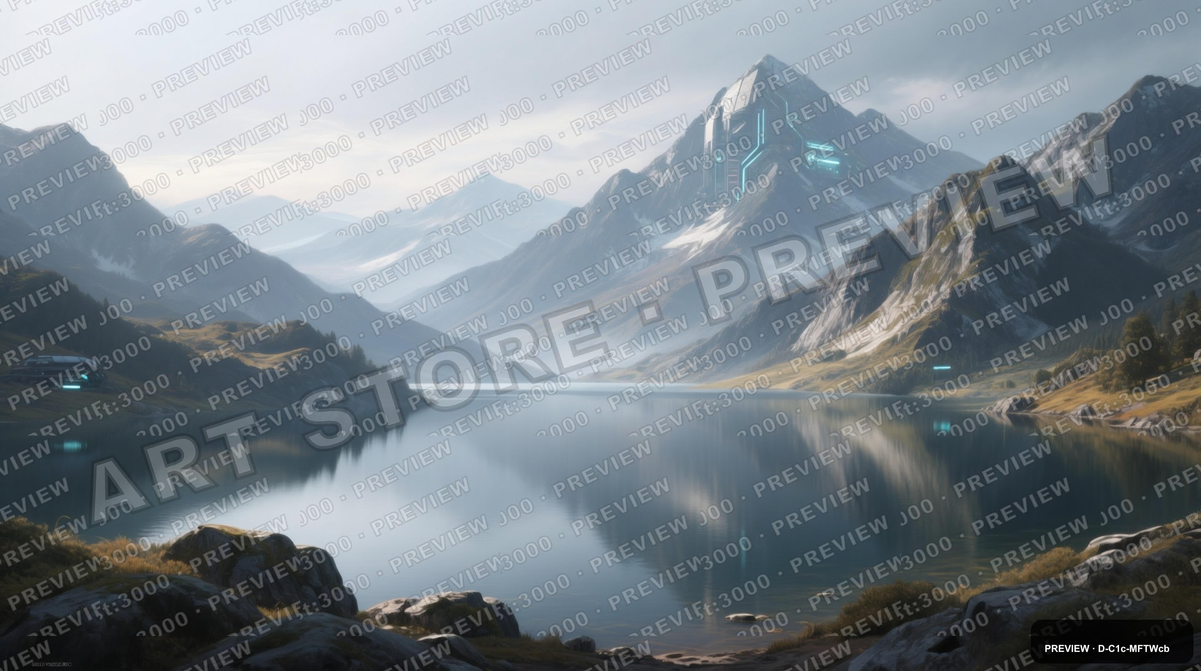 Mountain Lake, Solarpunk aesthetic, Airbrush, Meditative mood, Muted accents,... — wallpaper — 3840×2144, Space, Cinematic, Soft
