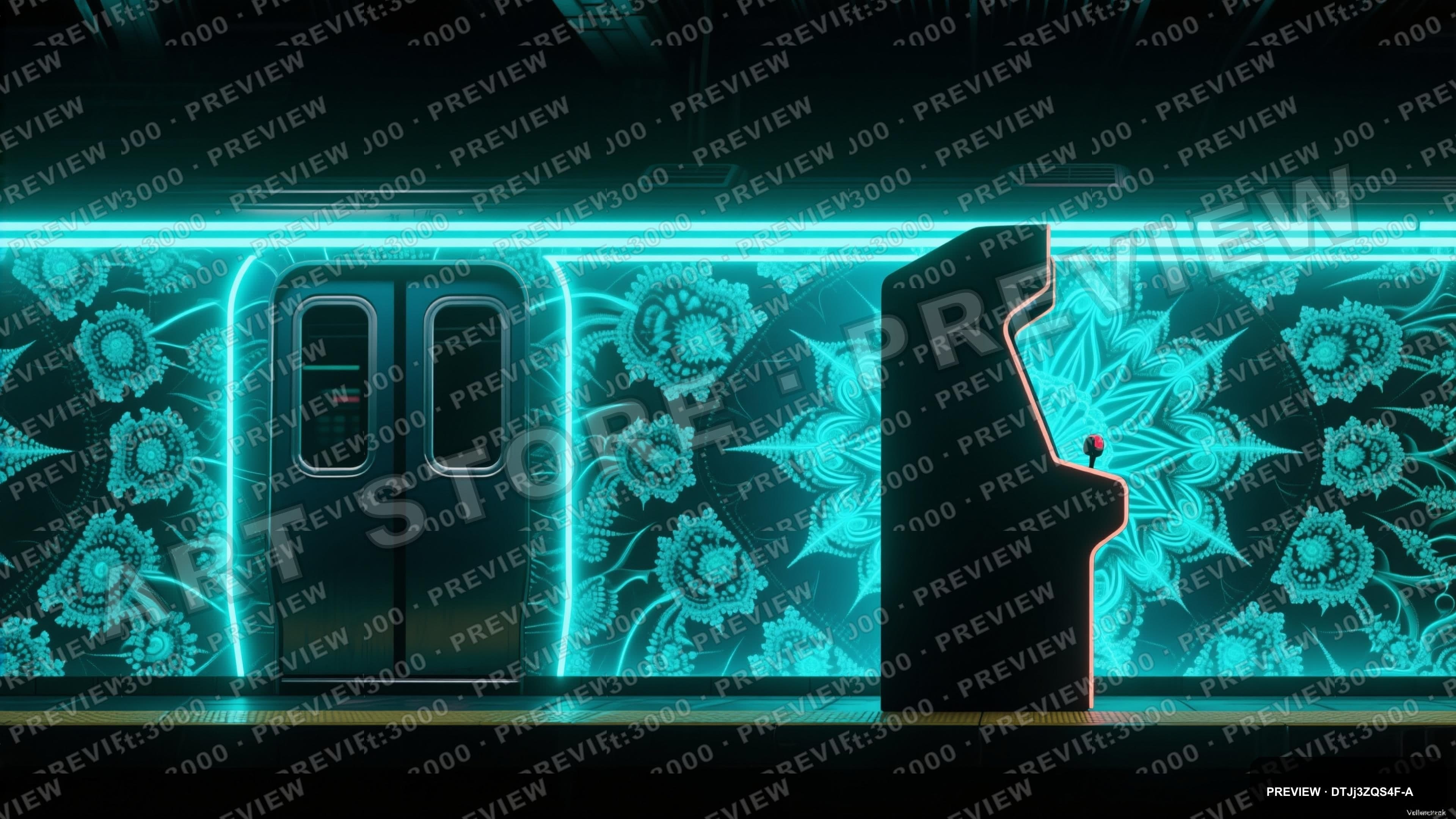 Subway, Retro Arcade aesthetic, Silhouette, Dreamy mood, Neon Cyan accents, F... — wallpaper — 3840×2160, Neon, Cinematic, Dreamy