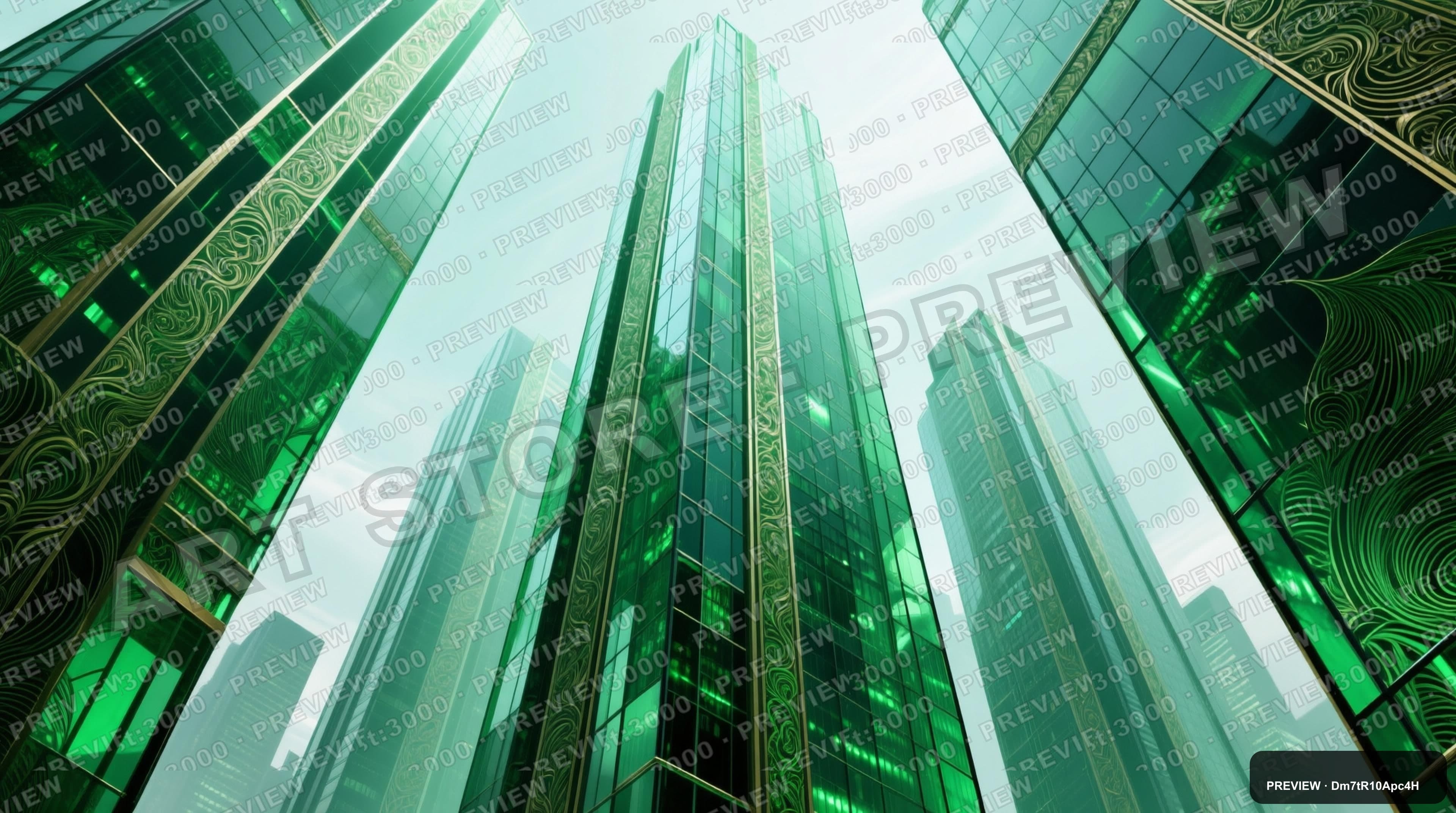 Glass Towers, Epic aesthetic, Etching, Luxurious mood, Green accents, high de... — wallpaper — 3840×2144, Space, Cinematic, Soft
