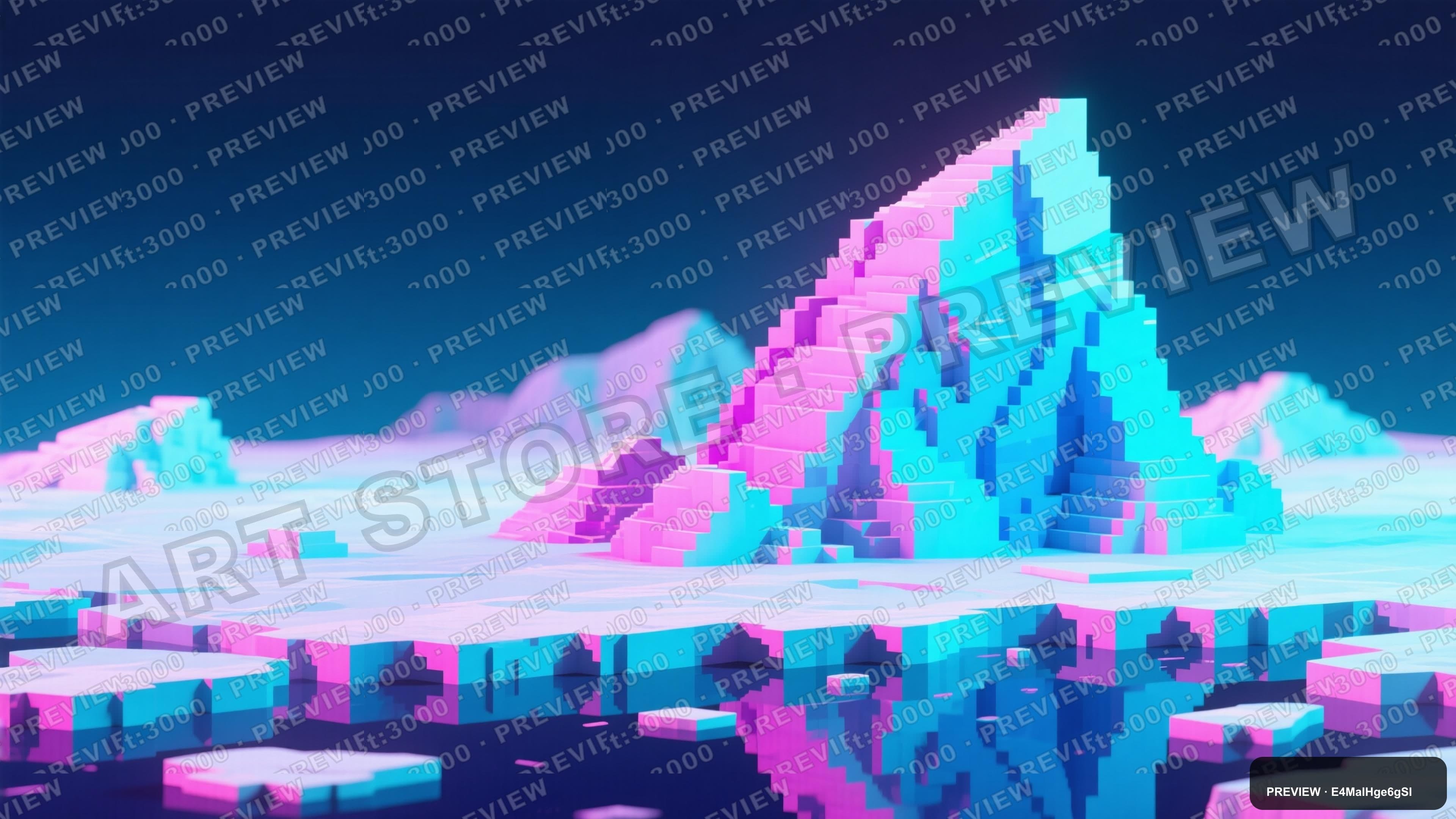 Glacier, Synthwave aesthetic, Voxel Art, Minimal mood, Vibrant accents, ultra... — wallpaper — 3840×2160, Neon, Cinematic, Minimal