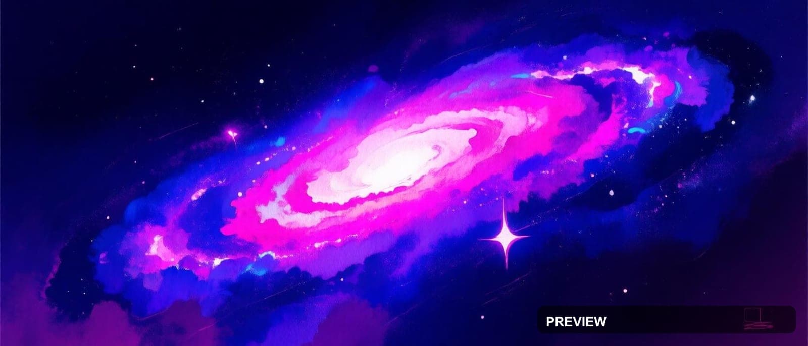 Galaxy, Cyberpunk aesthetic, Watercolor, Futuristic mood, Neon Magenta accent... — wallpaper — 1680×720, Neon, Cinematic, Soft