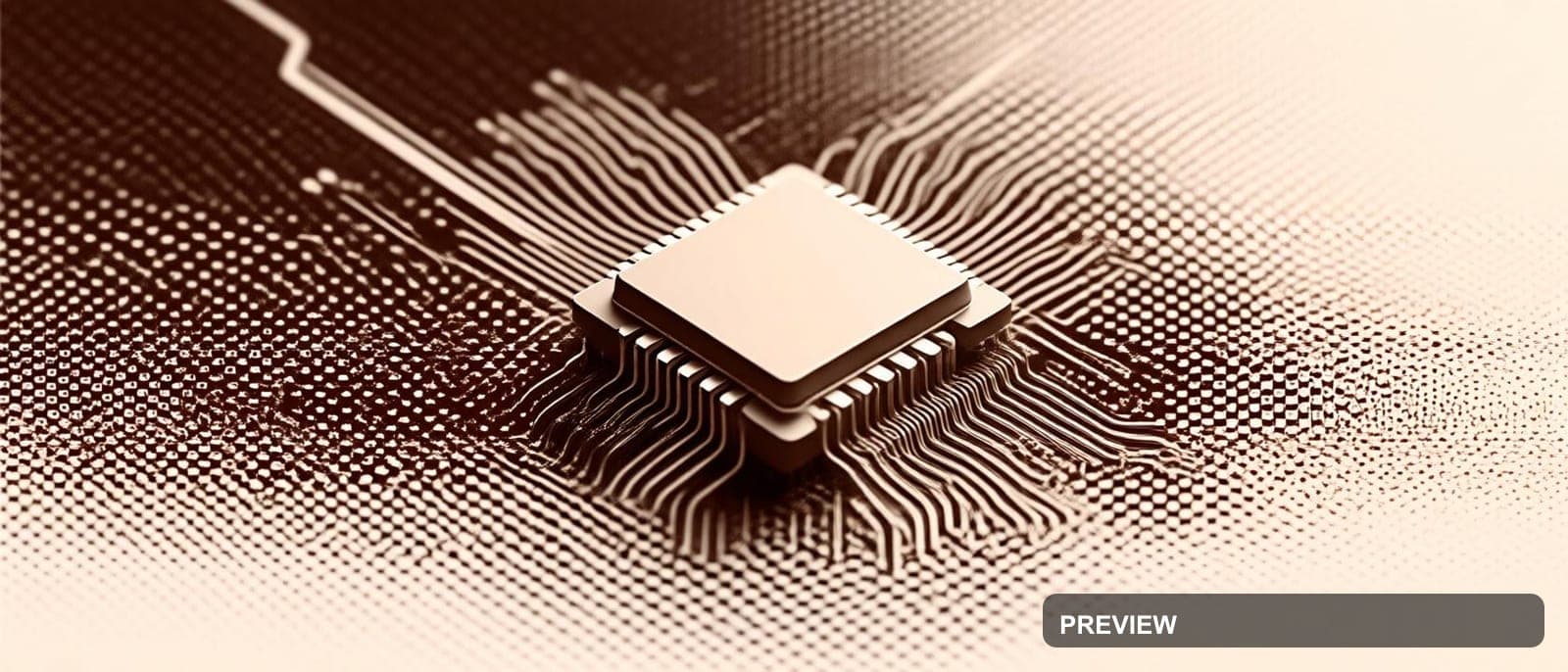 Microchip, Minimal aesthetic, Monochrome, Playful mood, Beige accents, Halfto... — wallpaper — 1680×720, Space, Cinematic, Soft