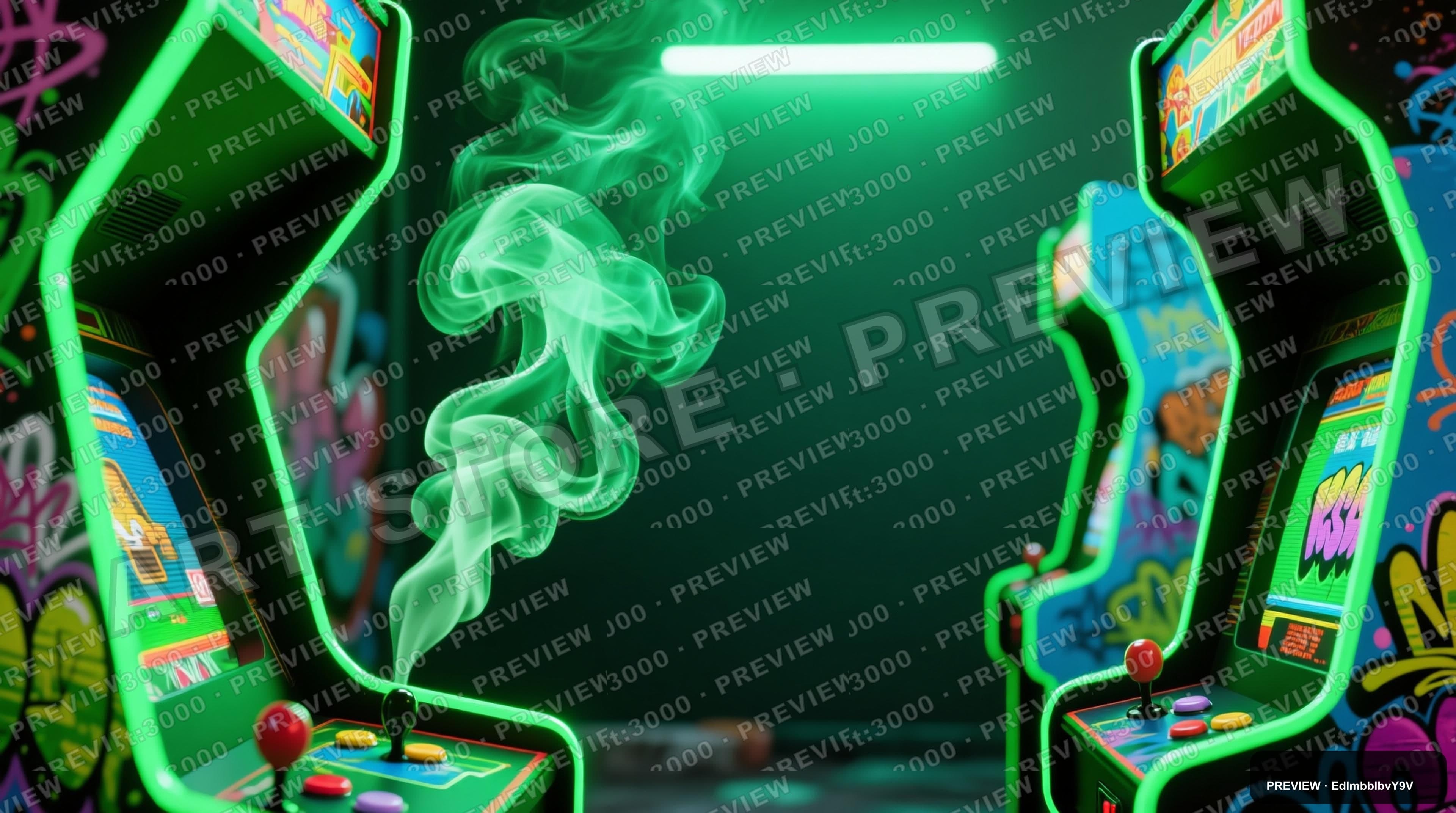 Smoke, Retro Arcade aesthetic, Street Art, Clean mood, Green accents, ultra c... — wallpaper — 3840×2144, Neon, Cinematic, Clean