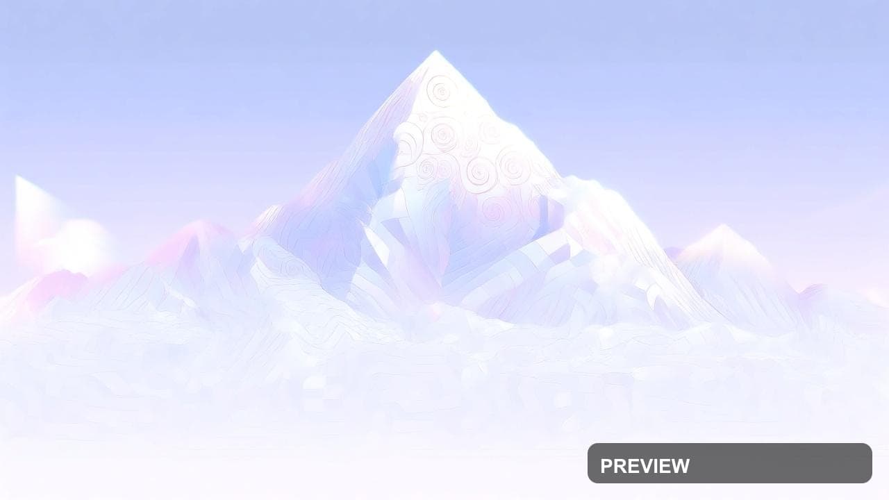 Snowy Peaks, Dreamcore aesthetic, Geometric, Cozy mood, White accents, Spiral... — wallpaper — 1280×720, Space, Cinematic, Cozy