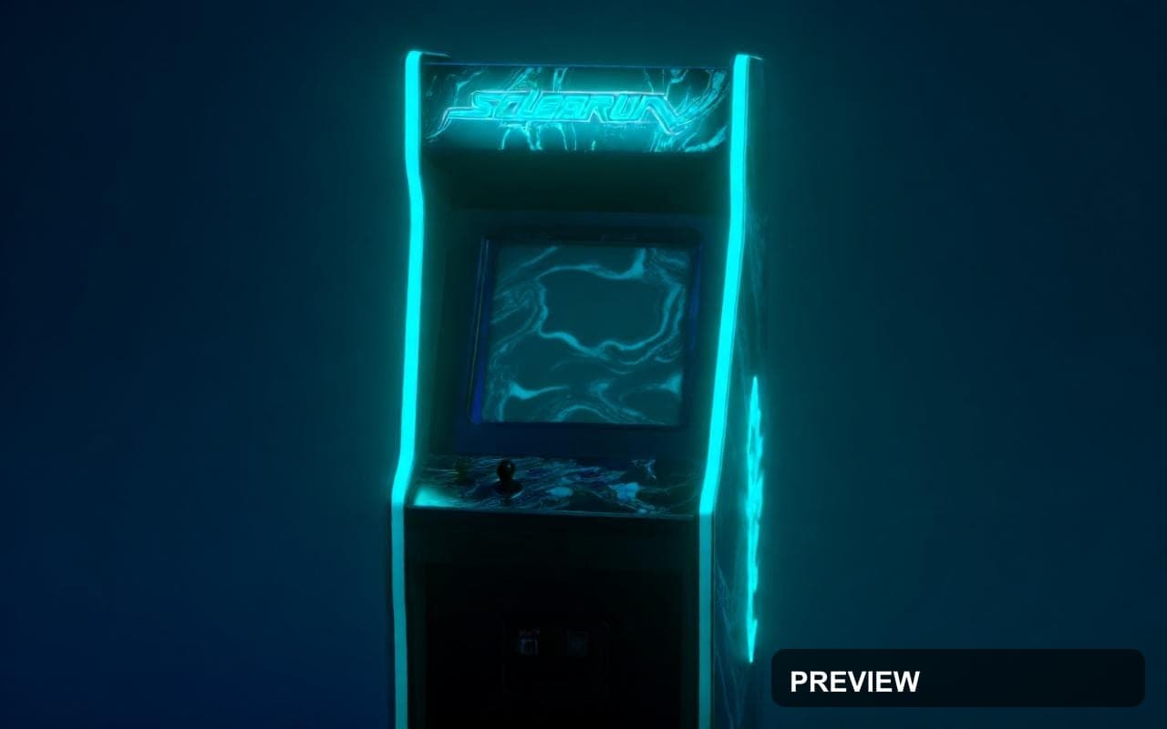 Arcade Cabinet, Solarpunk aesthetic, Neon Glow, Cozy mood, Neon Cyan accents,... — wallpaper — 1280×800, Neon, Cinematic, Cozy