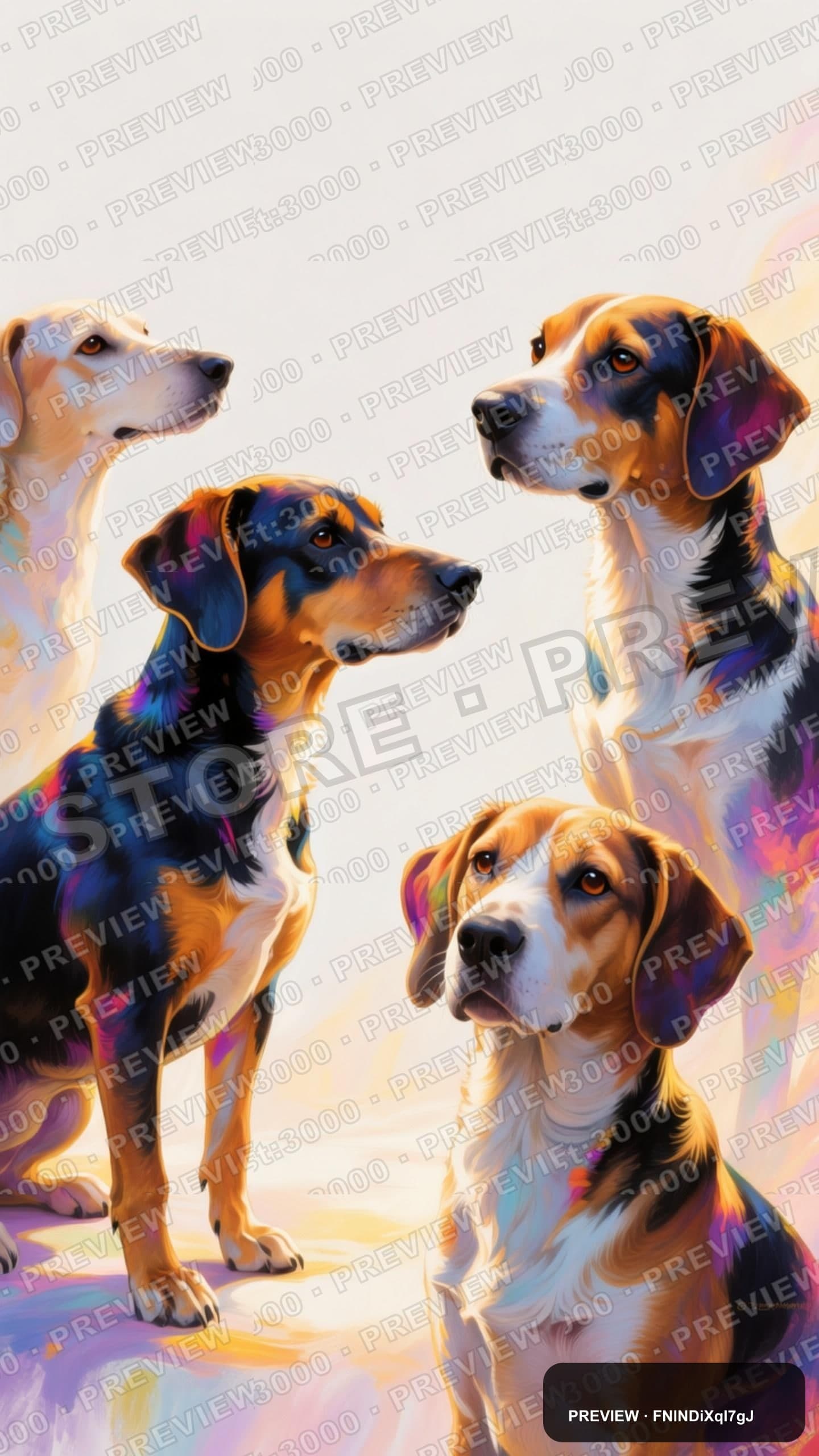 Dogs, Luxury aesthetic, Gouache, Dreamy mood, Vibrant accents, high detail, u... — wallpaper — 1440×2560, Space, Cinematic, Dreamy