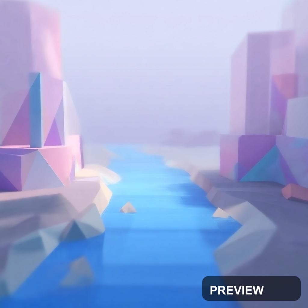 River, Industrial aesthetic, Voxel Art, Clean mood, Pastel accents, Triangles... — wallpaper — 1024×1024, Space, Cinematic, Clean