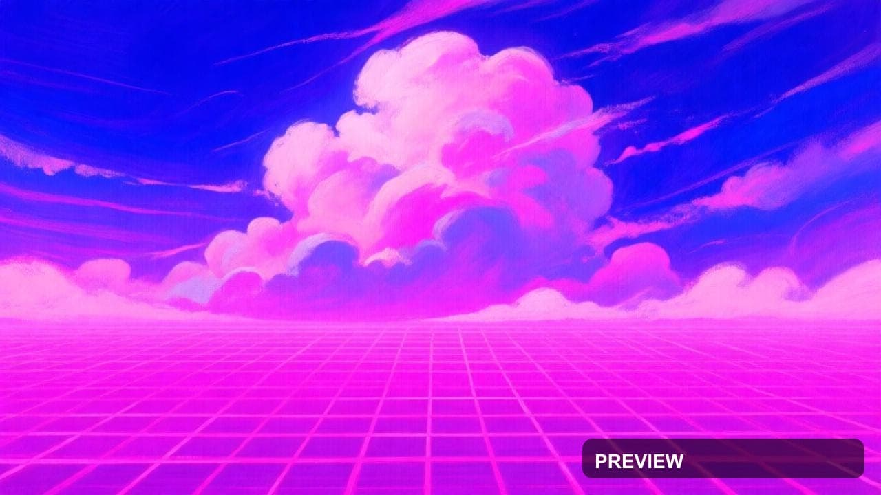 Cloudscape, Retro Arcade aesthetic, Oil Painting, Energetic mood, Neon Magent... — wallpaper — 1280×720, Neon, Cinematic, Energetic