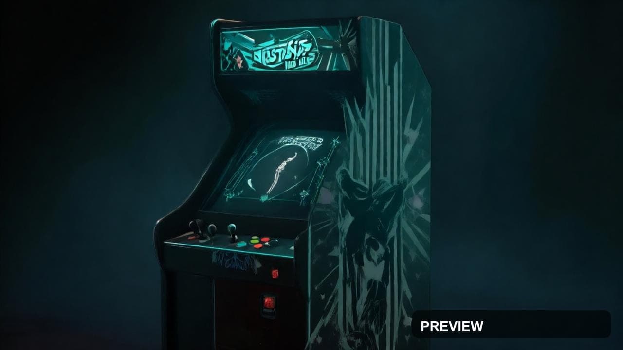 Arcade Cabinet, Mystic aesthetic, High Contrast, Nostalgic mood, Teal accents... — wallpaper — 1280×720, Retro Arcade, Cinematic, Soft