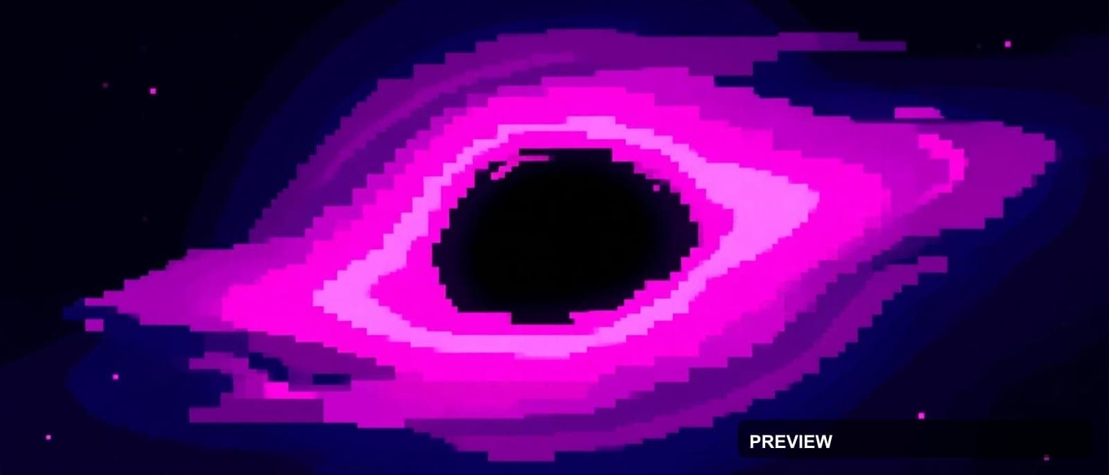 Black Hole, Synthwave aesthetic, Pixel Art, Futuristic mood, Pink accents, hi... — wallpaper — 1680×720, Synthwave, Cinematic, Soft