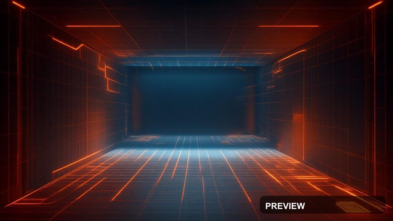 Retro Grid, Spacepunk aesthetic, Blueprint, Serene mood, Neon Orange accents,... — wallpaper — 1280×720, Neon, Cinematic, Serene