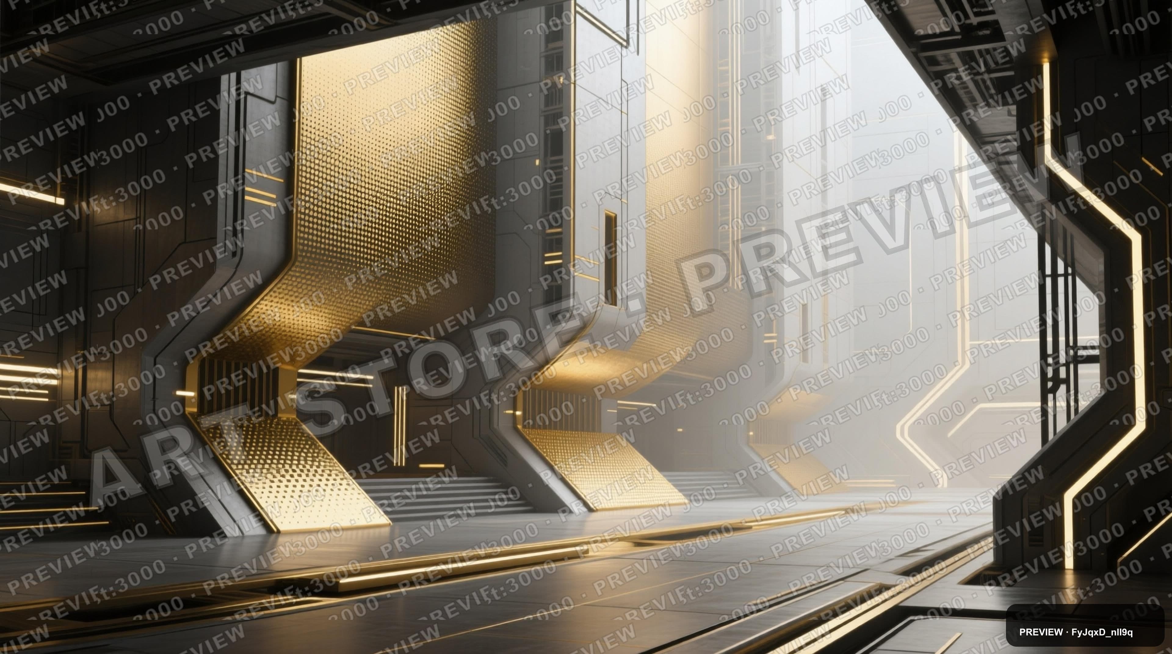Futuristic Architecture, Industrial aesthetic, Dithered, Calm mood, Gold acce... — wallpaper — 3840×2144, Space, Cinematic, Calm