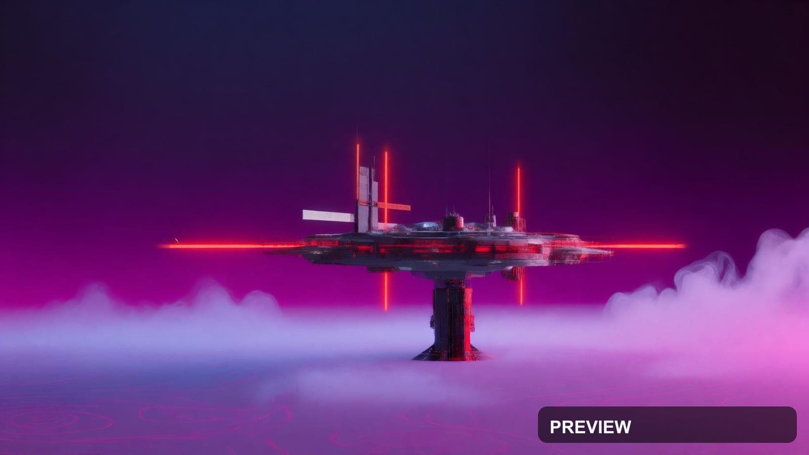 Space Station, Synthwave aesthetic, Graphic Design, Minimal mood, Neon Red ac... — wallpaper — 1920×1080, Neon, Cinematic, Minimal