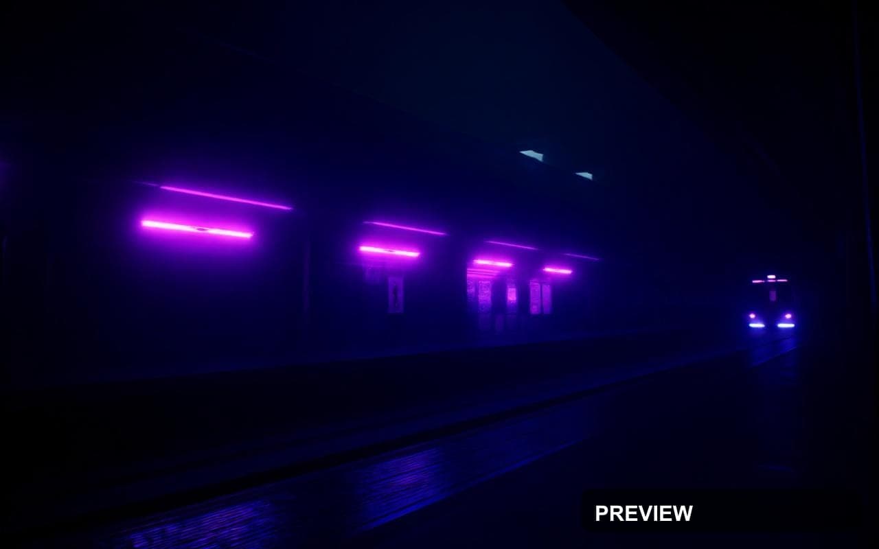 Train Station, Cyberpunk aesthetic, Photorealistic, Noir mood, Neon Violet ac... — wallpaper — 1280×800, Neon, Photorealistic, Soft