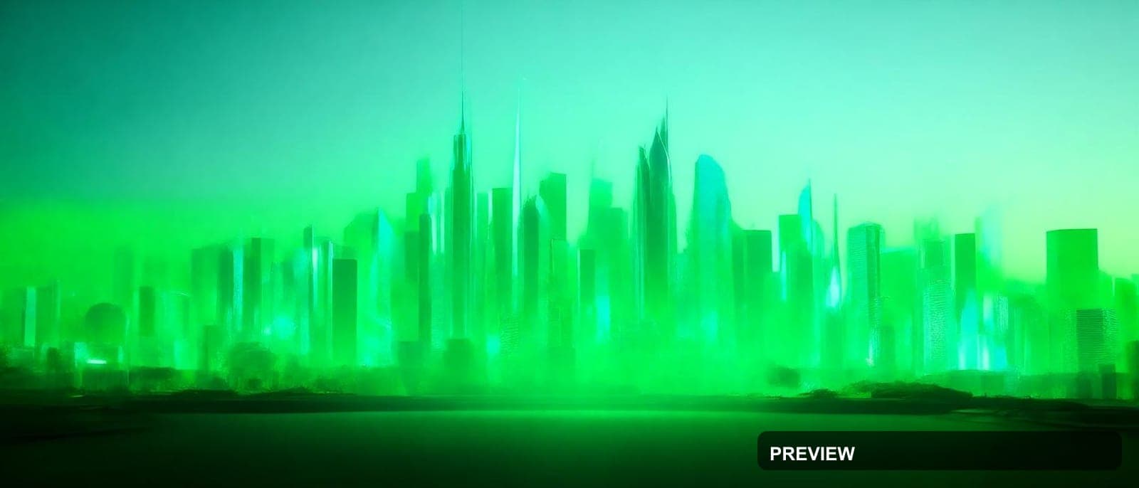 Skyline, Luxury aesthetic, Holographic, Epic mood, Green accents, high detail... — wallpaper — 1680×720, Space, Cinematic, Soft