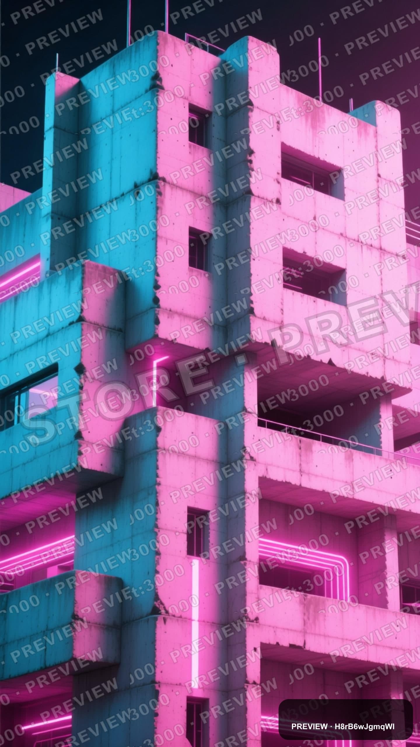 Concrete Brutalism, Tech aesthetic, VHS, Playful mood, Neon Pink accents, hig... — wallpaper — 1440×2560, Neon, Cinematic, Soft