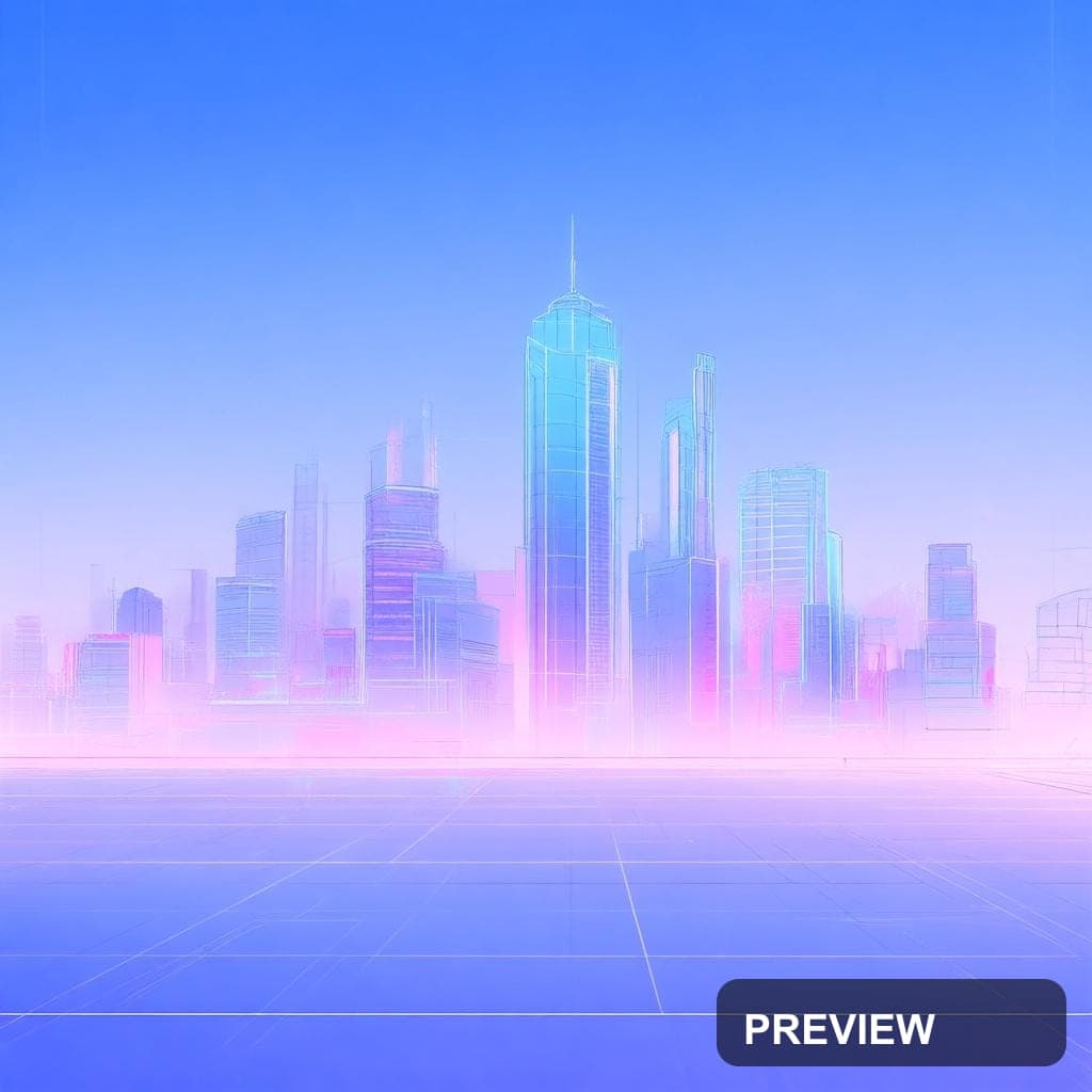 Skyline, Abstract aesthetic, Blueprint, Playful mood, Vibrant accents, high d... — wallpaper — 1024×1024, Space, Cinematic, Soft