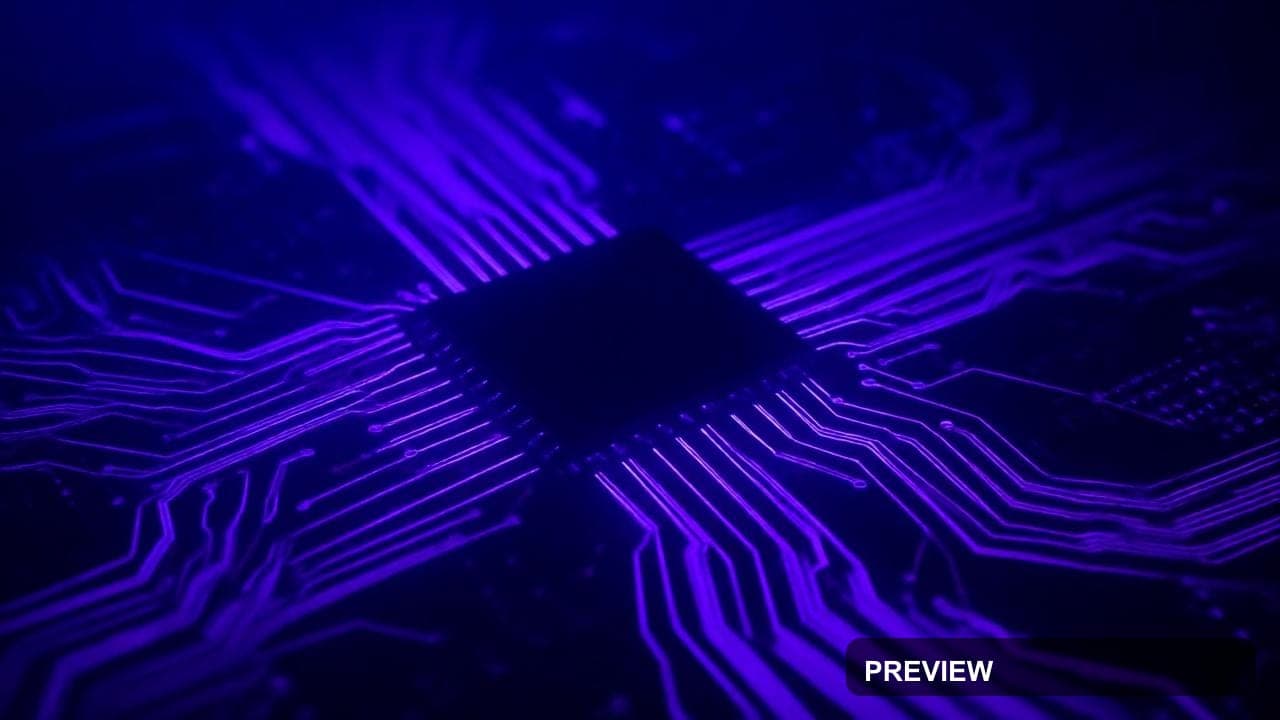 Circuit Board, Epic aesthetic, Geometric, Moody mood, Neon Purple accents, St... — wallpaper — 1280×720, Neon, Cinematic, Moody