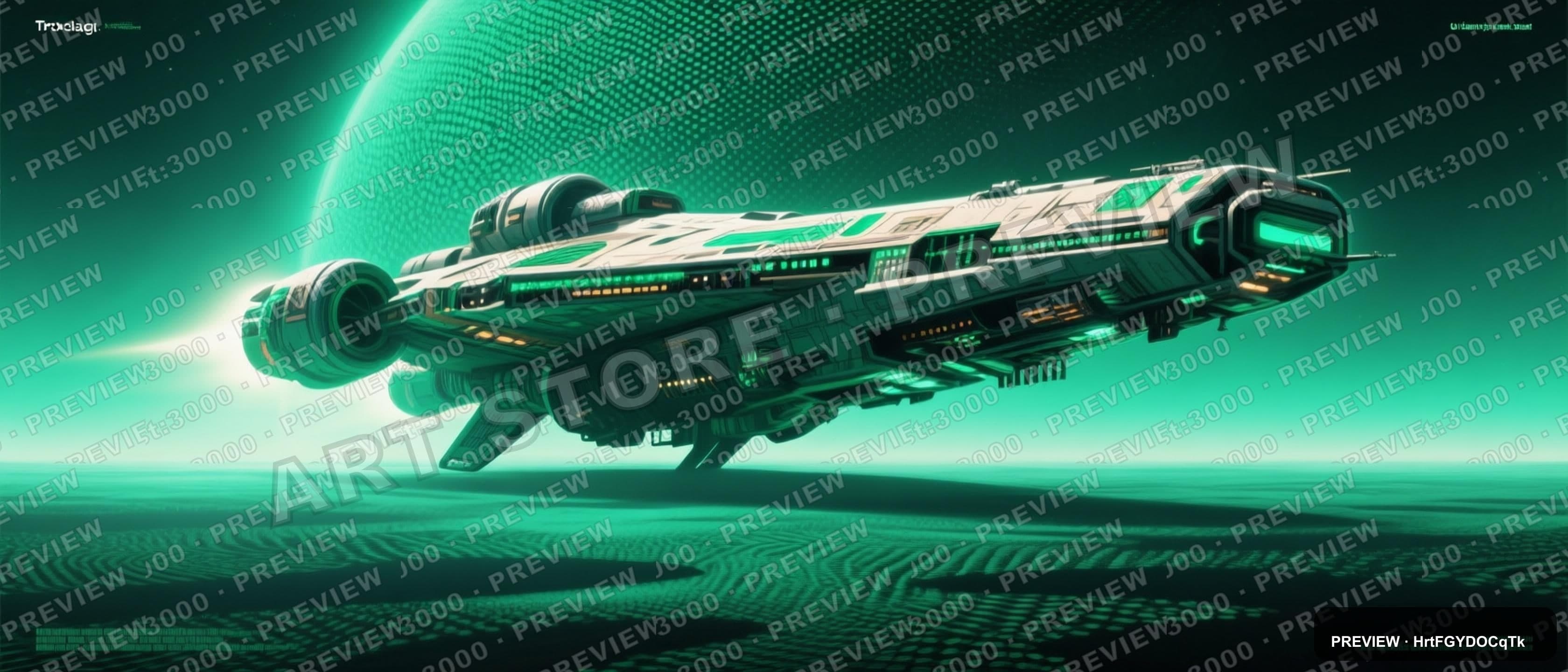 Spaceship, Dreamcore aesthetic, Travel Poster, Nostalgic mood, Emerald accent... — wallpaper — 3360×1440, Space, Cinematic, Soft