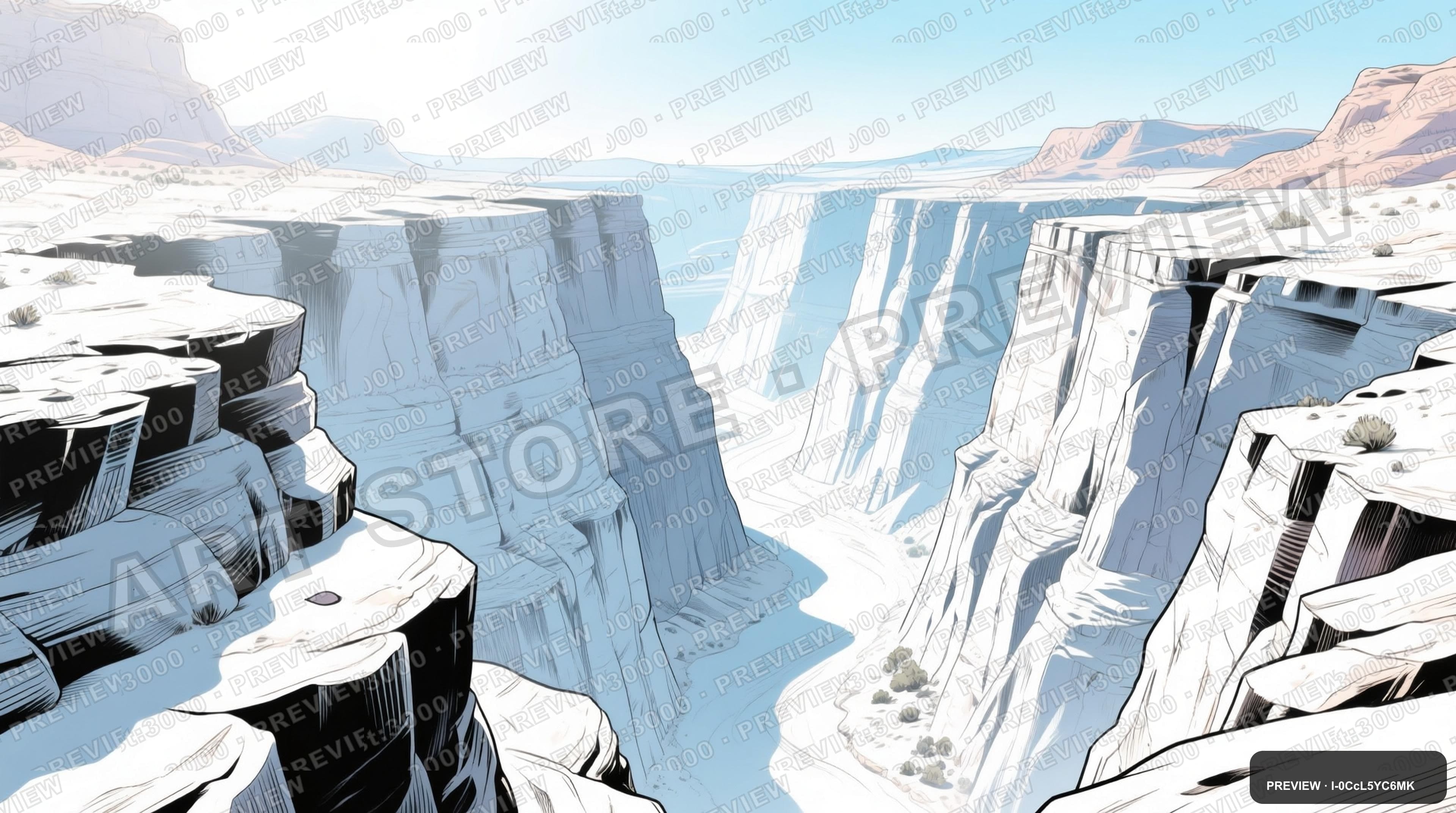 Canyon, Bright aesthetic, Comic Book, Serene mood, White accents, high detail... — wallpaper — 3840×2144, Space, Cinematic, Serene