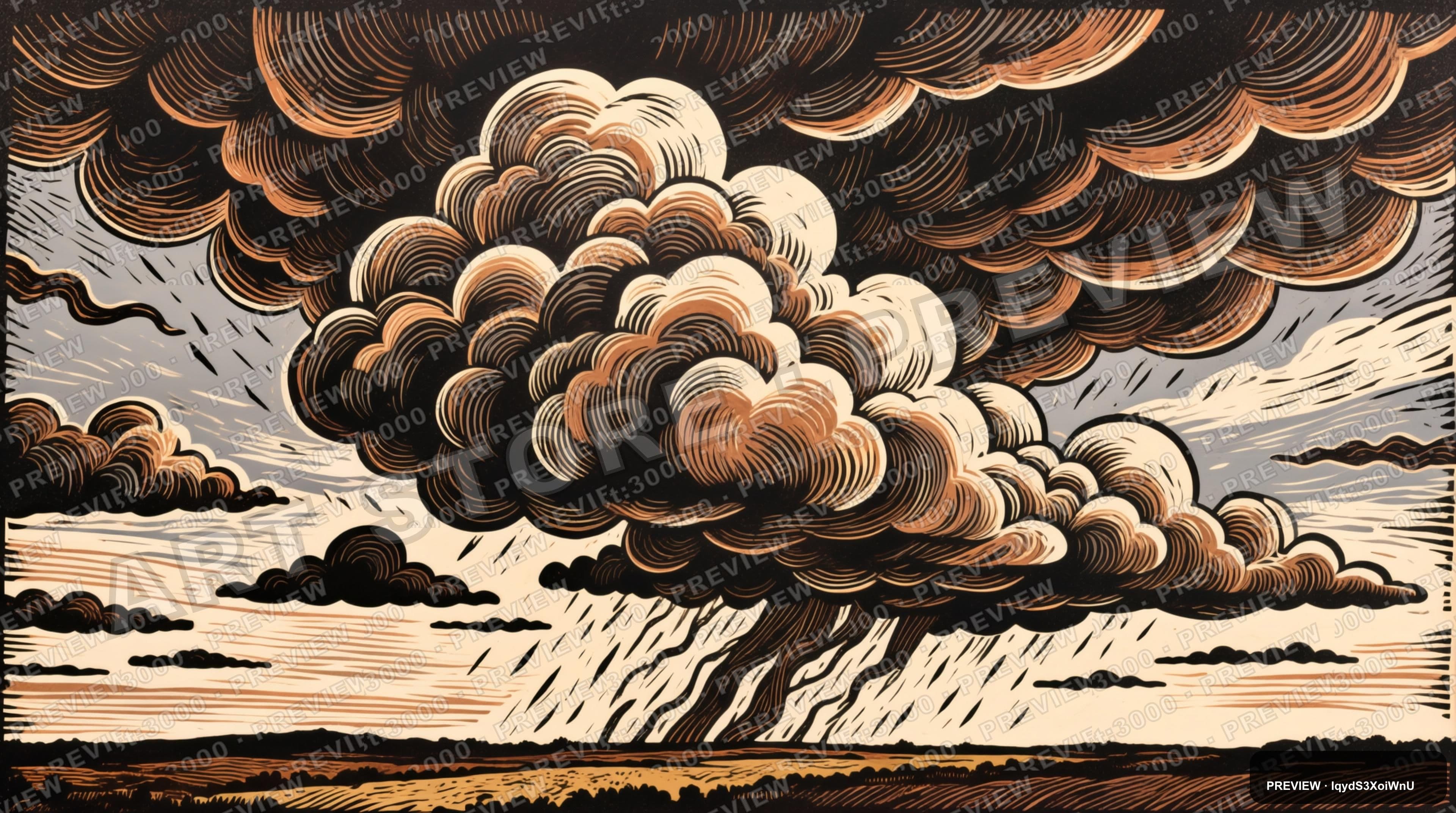 Storm Clouds, Abstract aesthetic, Woodcut, Playful mood, Earth Tones accents,... — wallpaper — 3840×2144, Space, Cinematic, Soft