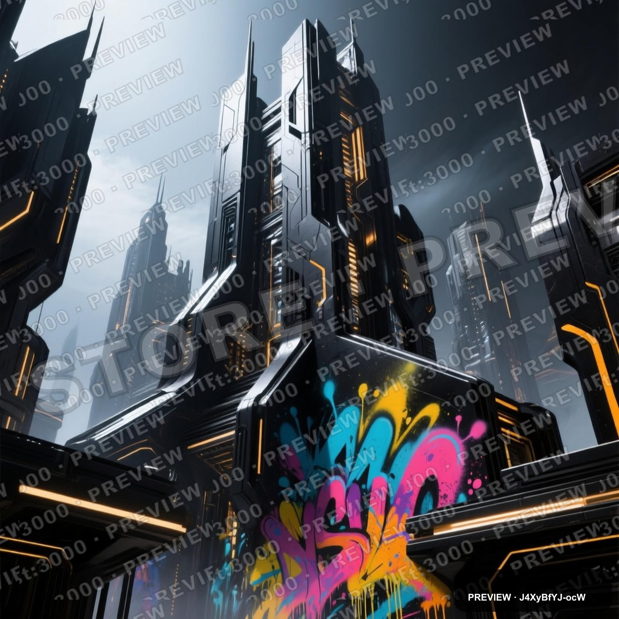 Futuristic Architecture, Fantasy aesthetic, Spray Paint, Energetic mood, Blac... — wallpaper — 2048×2048, Space, Cinematic, Energetic