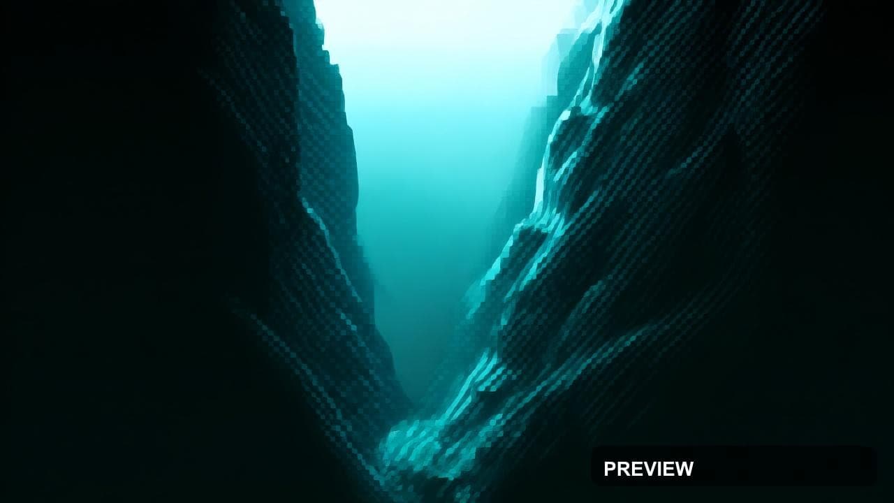 Canyon, Industrial aesthetic, Soft Focus, Moody mood, Turquoise accents, Stri... — wallpaper — 1280×720, Space, Cinematic, Moody