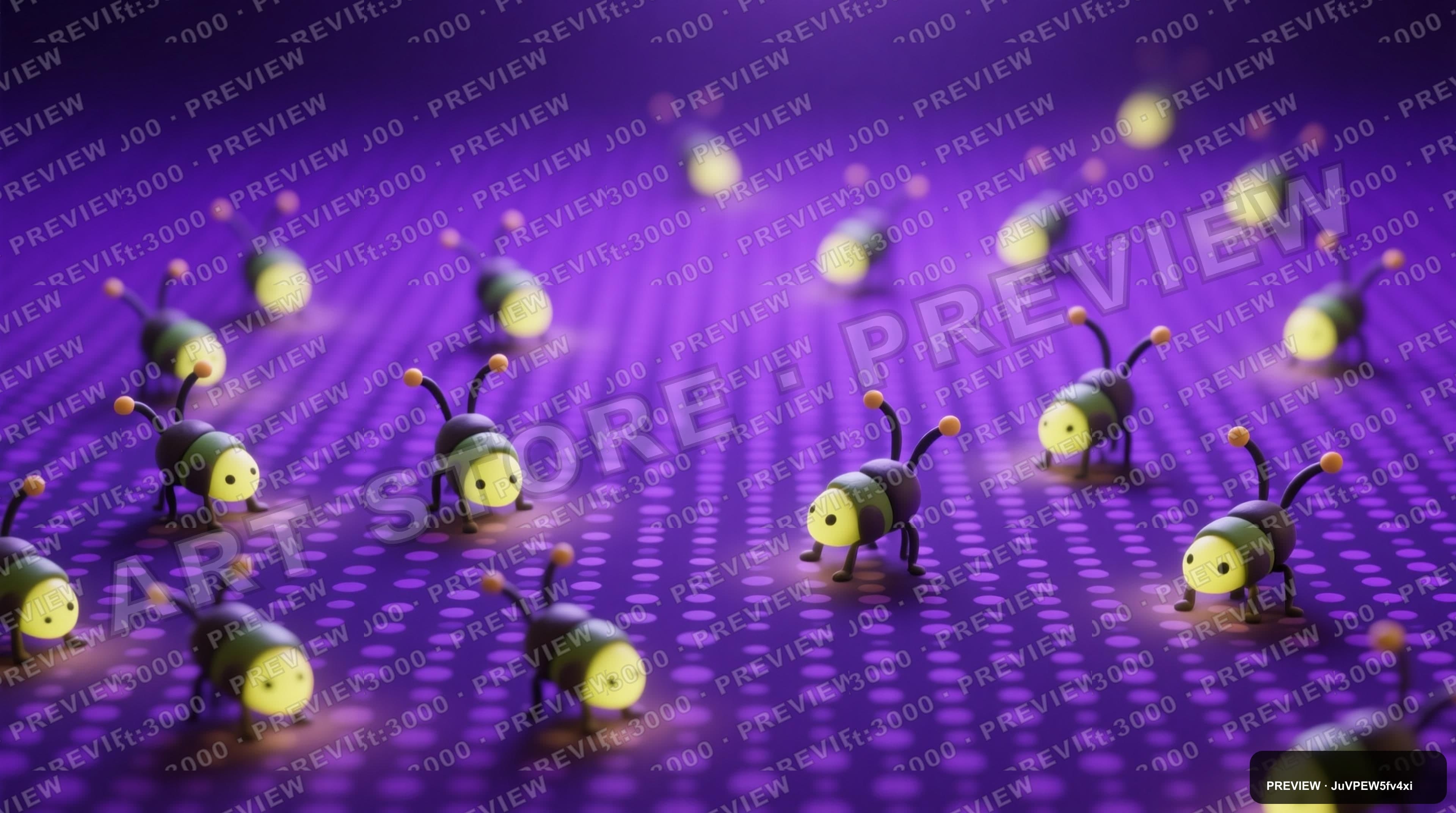 Fireflies, Tech aesthetic, Claymation, Clean mood, Violet accents, Dots patte... — wallpaper — 3840×2144, Space, Cinematic, Clean