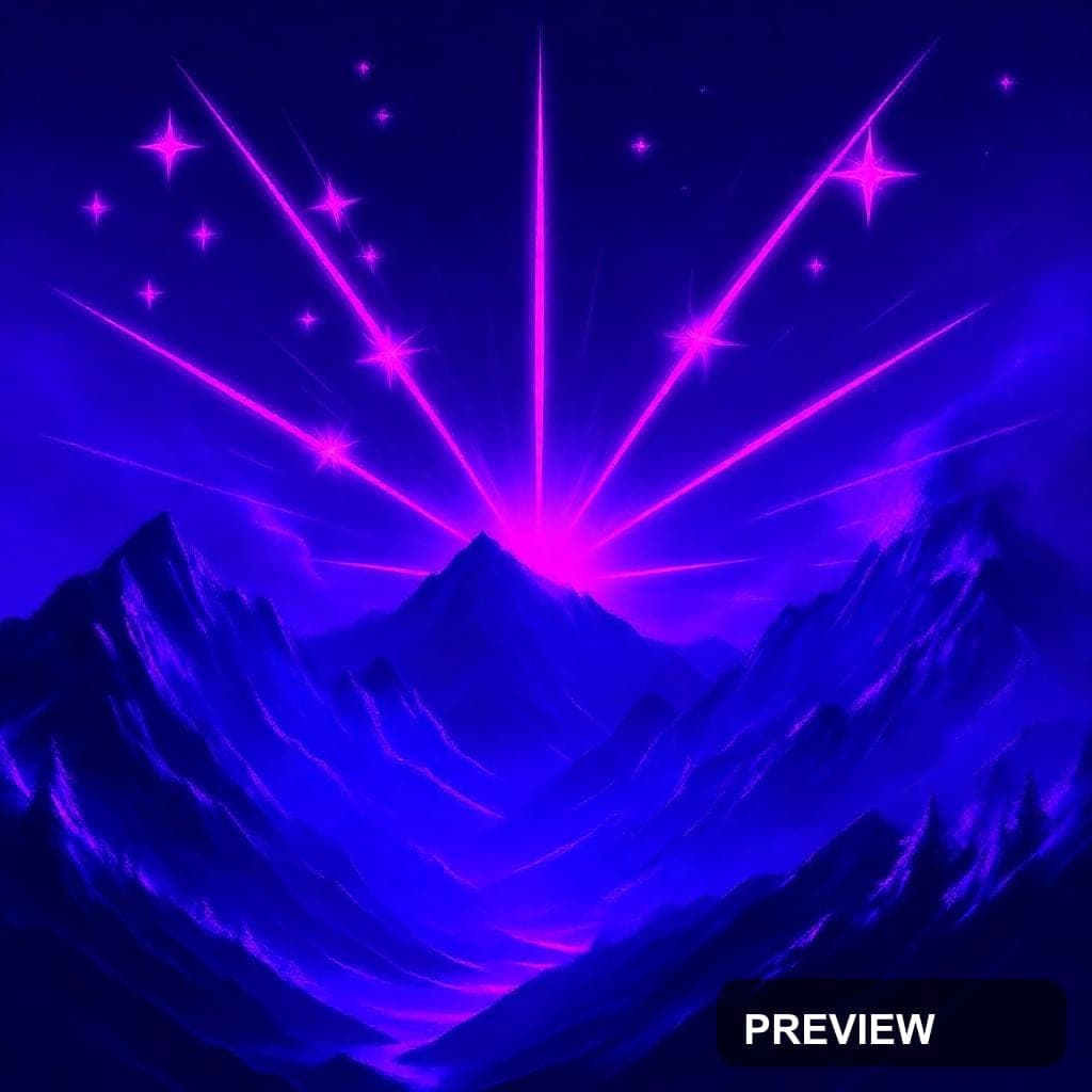 Mountains, Chill aesthetic, Ink, Energetic mood, Neon Purple accents, Starbur... — wallpaper — 1024×1024, Neon, Cinematic, Energetic
