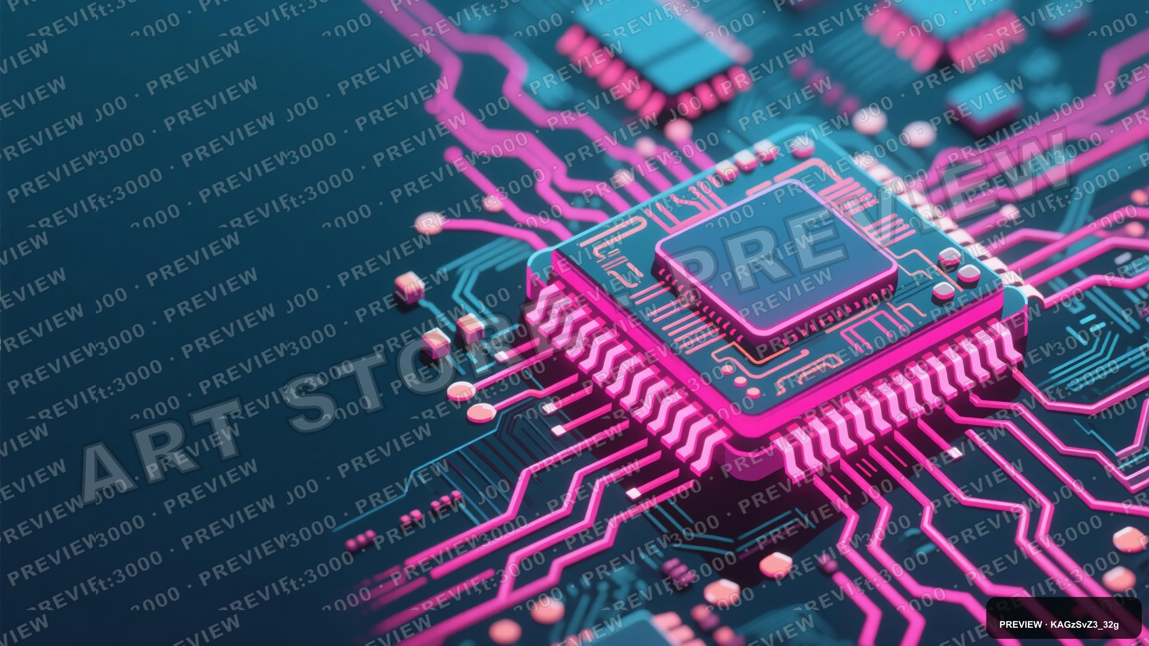 Microchip, Synthwave aesthetic, Stylized Illustration, Cozy mood, Fuchsia acc... — wallpaper — 3840×2160, Neon, Cinematic, Cozy
