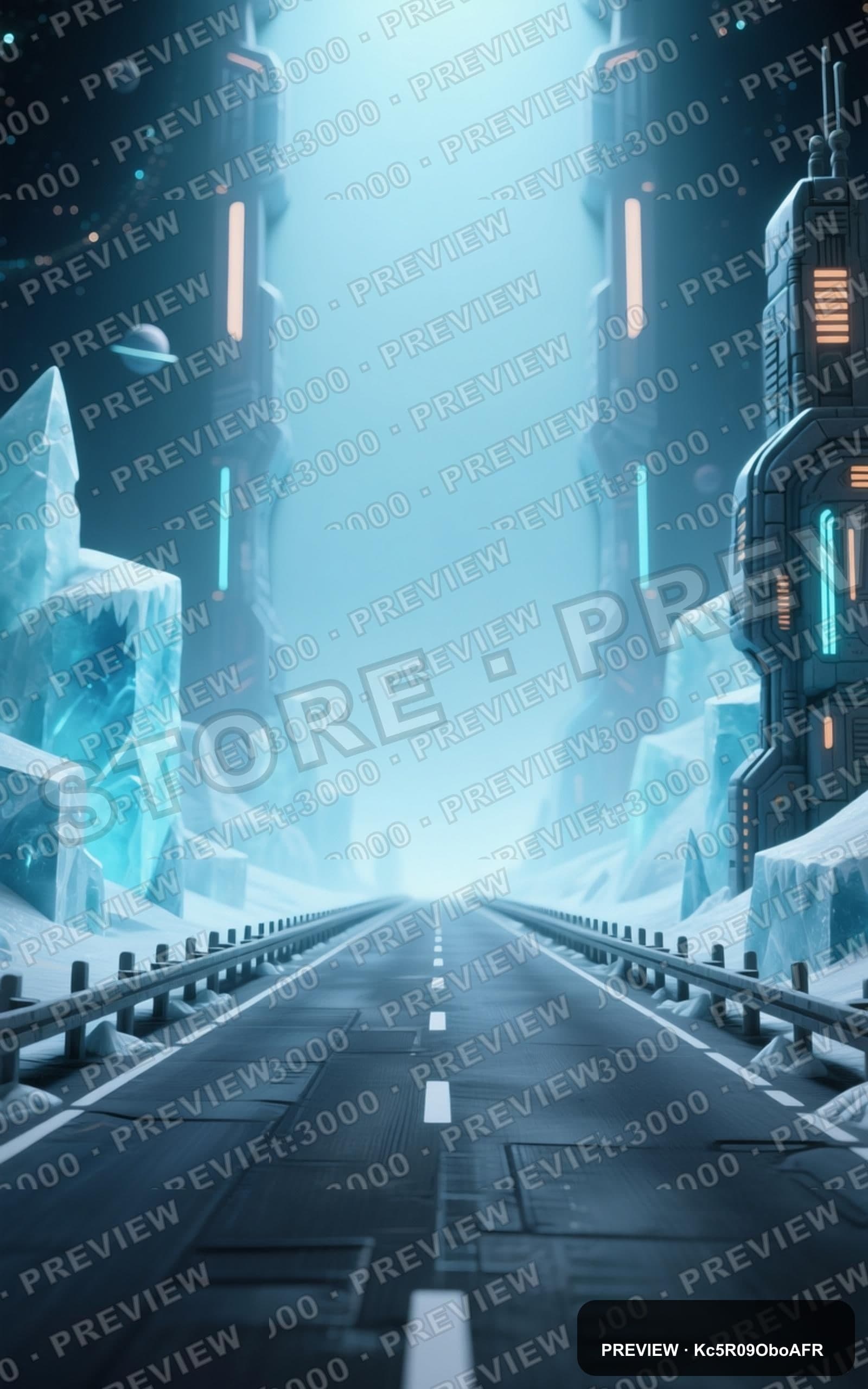 Highway, Spacepunk aesthetic, Stop Motion, Calm mood, Ice Tones accents, high... — wallpaper — 1600×2560, Space, Cinematic, Calm