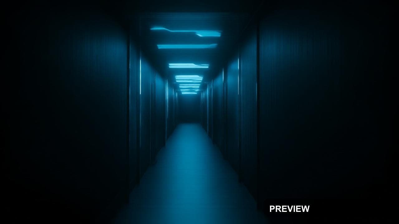 Arcade Hallway, Tech aesthetic, Glitch Art, Noir mood, Silver accents, high d... — wallpaper — 1280×720, Neon Noir, Cinematic, Soft
