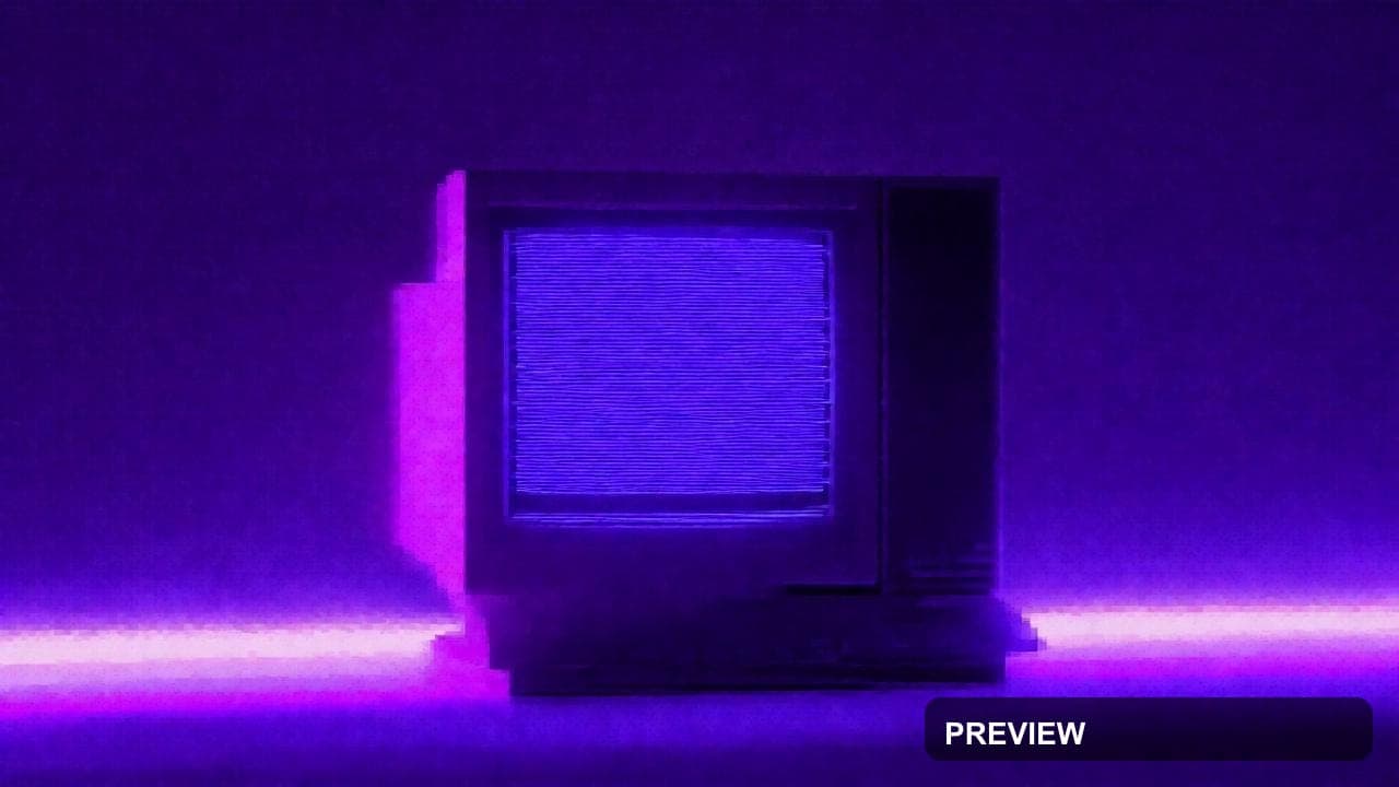 CRT Monitor, Abstract aesthetic, Film Grain, Nostalgic mood, Neon Purple acce... — wallpaper — 1280×720, Neon, Cinematic, Soft