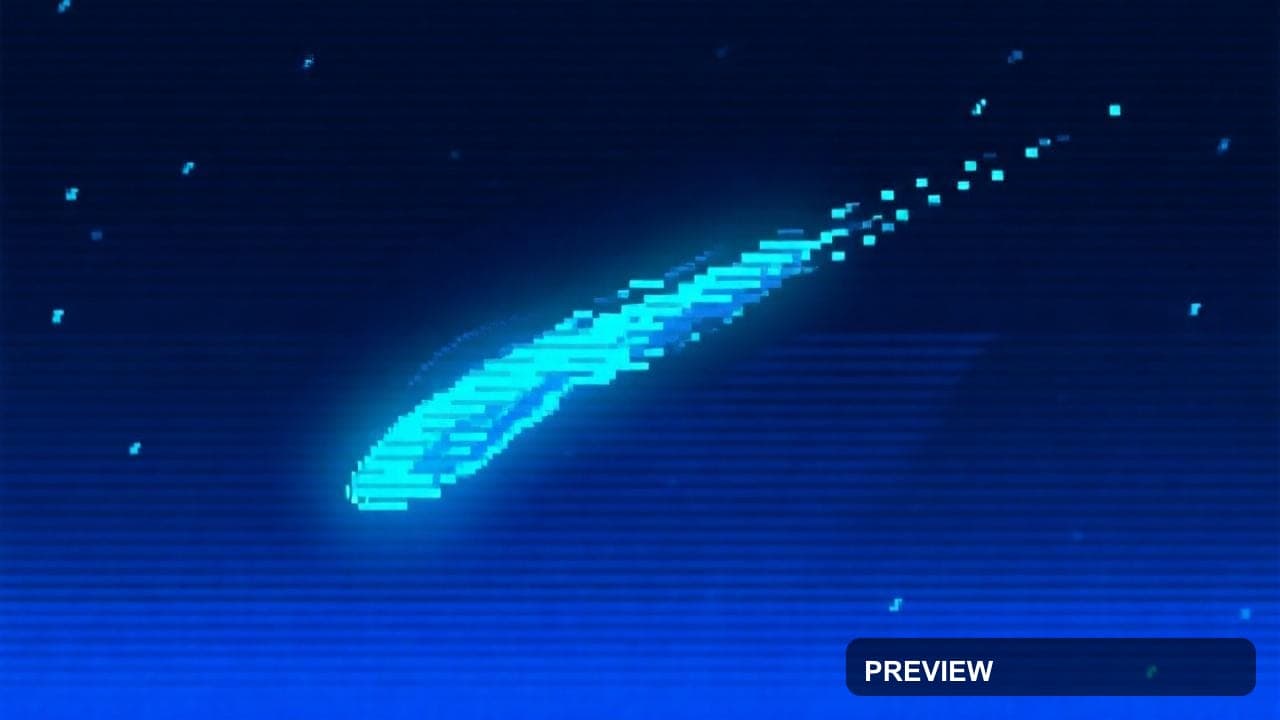 Comet, Spacepunk aesthetic, Pixel Art, Meditative mood, Neon Blue accents, Sc... — wallpaper — 1280×720, Neon, Cinematic, Soft