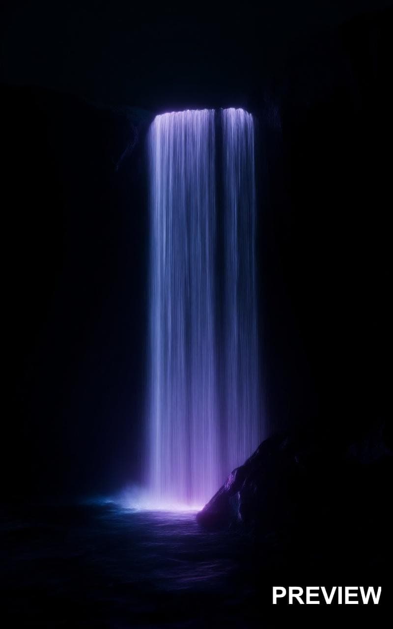 Waterfall, Neon Noir aesthetic, Neon Glow, Cozy mood, Muted accents, high det... — wallpaper — 800×1280, Neon, Cinematic, Cozy