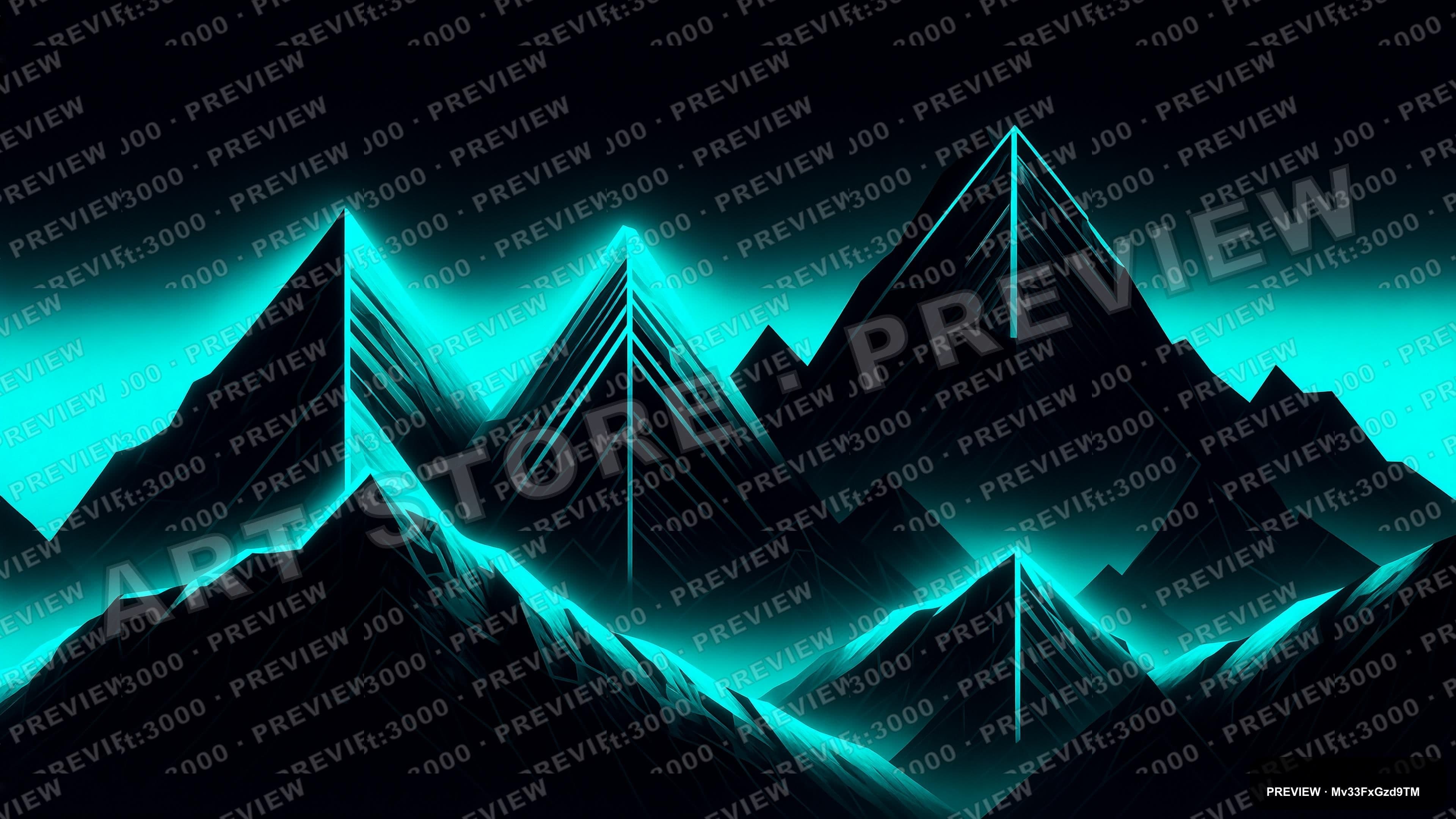 Mountains, Geometric aesthetic, Retro Poster, Noir mood, Neon Cyan accents, u... — wallpaper — 3840×2160, Neon, Cinematic, Noir