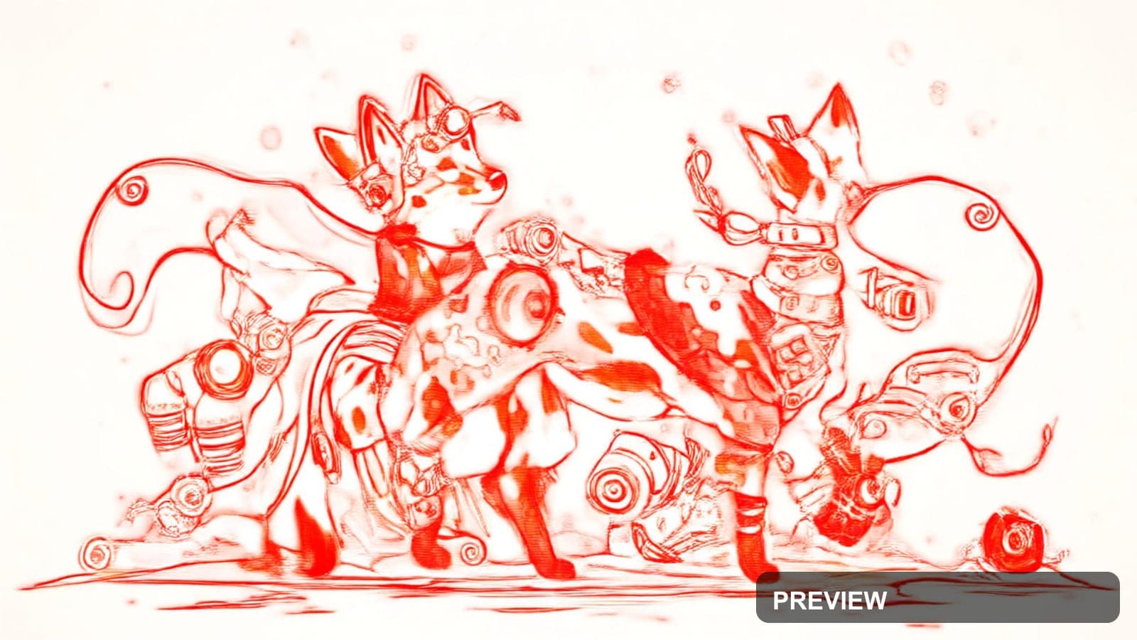 Foxes, Steampunk aesthetic, Gouache, Playful mood, Gray accents, high detail,... — wallpaper — 2560×1440, Space, Cinematic, Soft